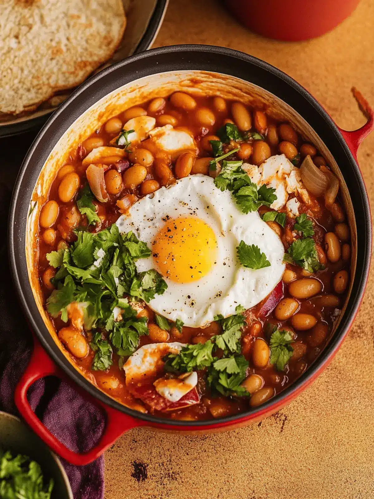 Hearty Breakfast Beans and Eggs in Chipotle Tomato Sauce 2 Breakfast Beans and Eggs