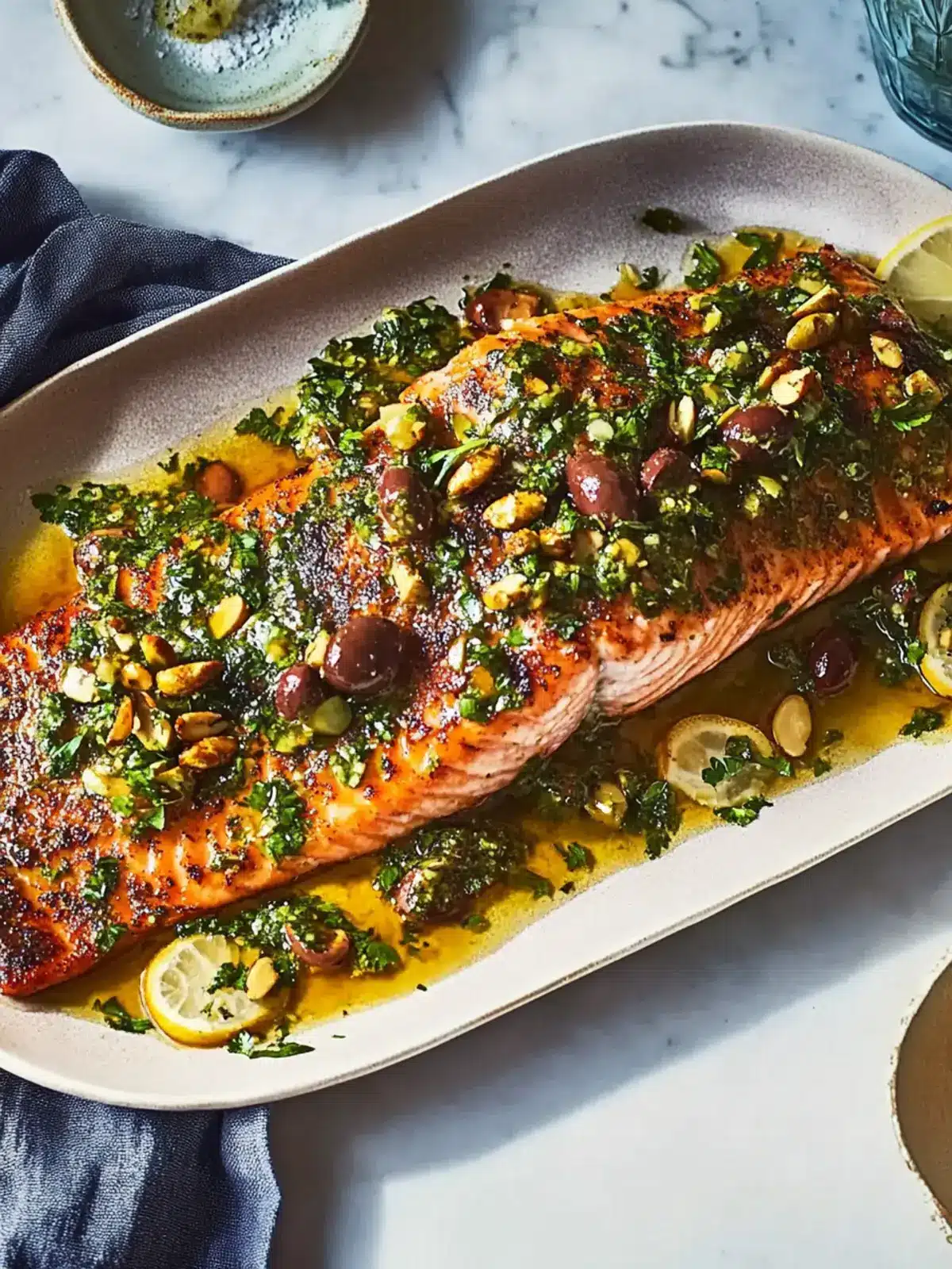 Savor Slow-Roasted Salmon with Walnut-Olive Vinaigrette 3 Slow-Roasted Salmon with Walnut-Olive Vinaigrette