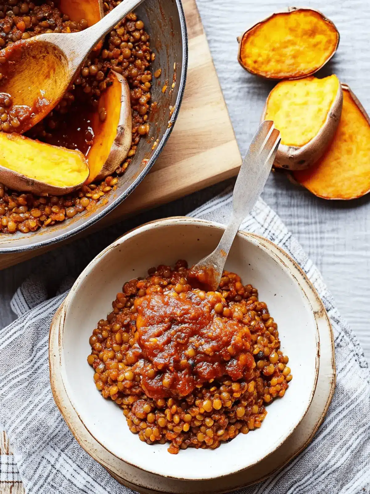 Savory BBQ Lentils Over Sweet Potatoes for Comfort Bliss 3 BBQ Lentils over Roasted Sweet Potatoes