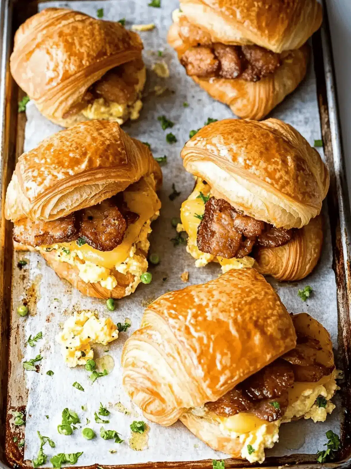 Savory Breakfast Croissant Sandwiches with Sweet Maple Sauce 4 Breakfast Croissant Sandwiches