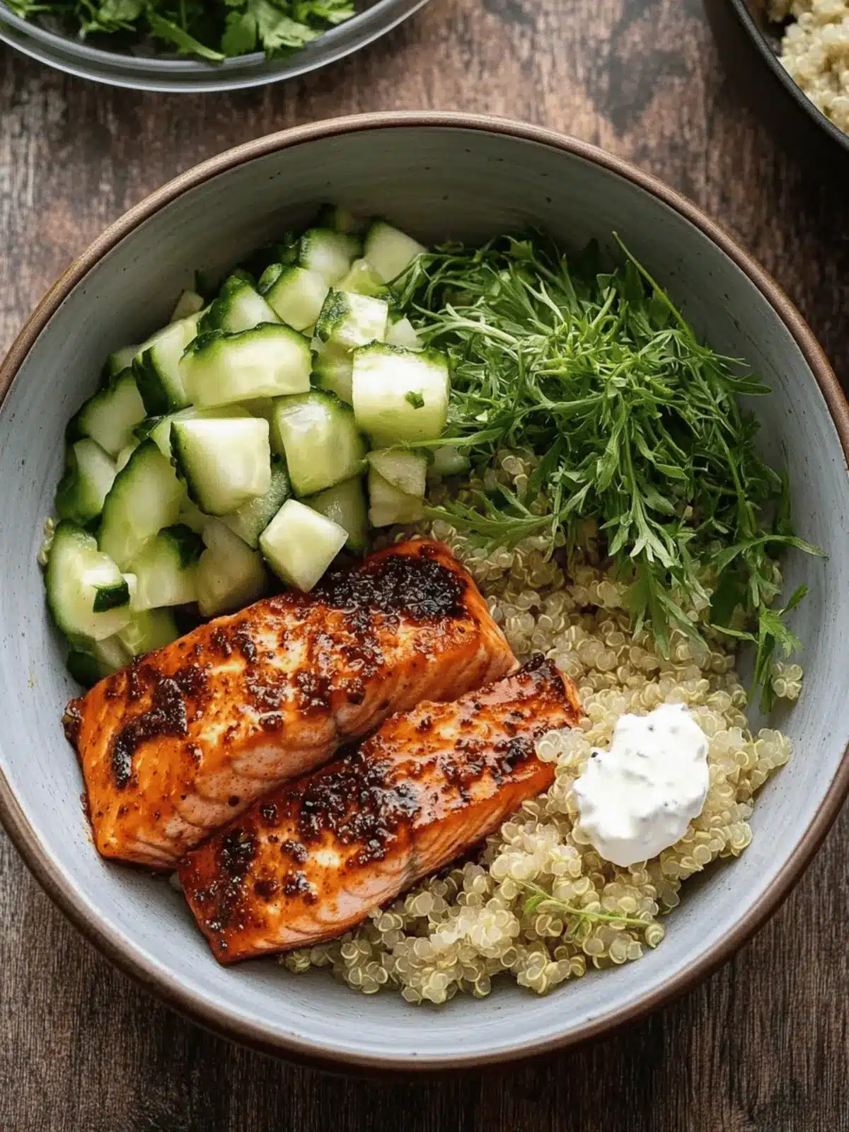 Honey Harissa Salmon Quinoa Bowls for Quick Healthy Comfort 3 Honey Harissa Salmon Quinoa Bowls