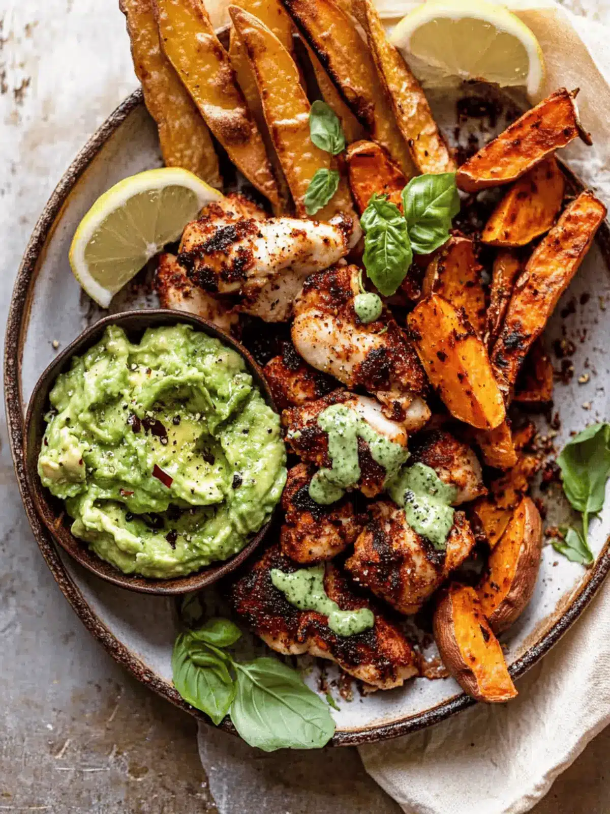 Sheet Pan Lemon Chicken with Sweet Potatoes and Avocado Magic 3 Sheet Pan Lemon Chicken with Sweet Potatoes and Avocado Goddess Sauce