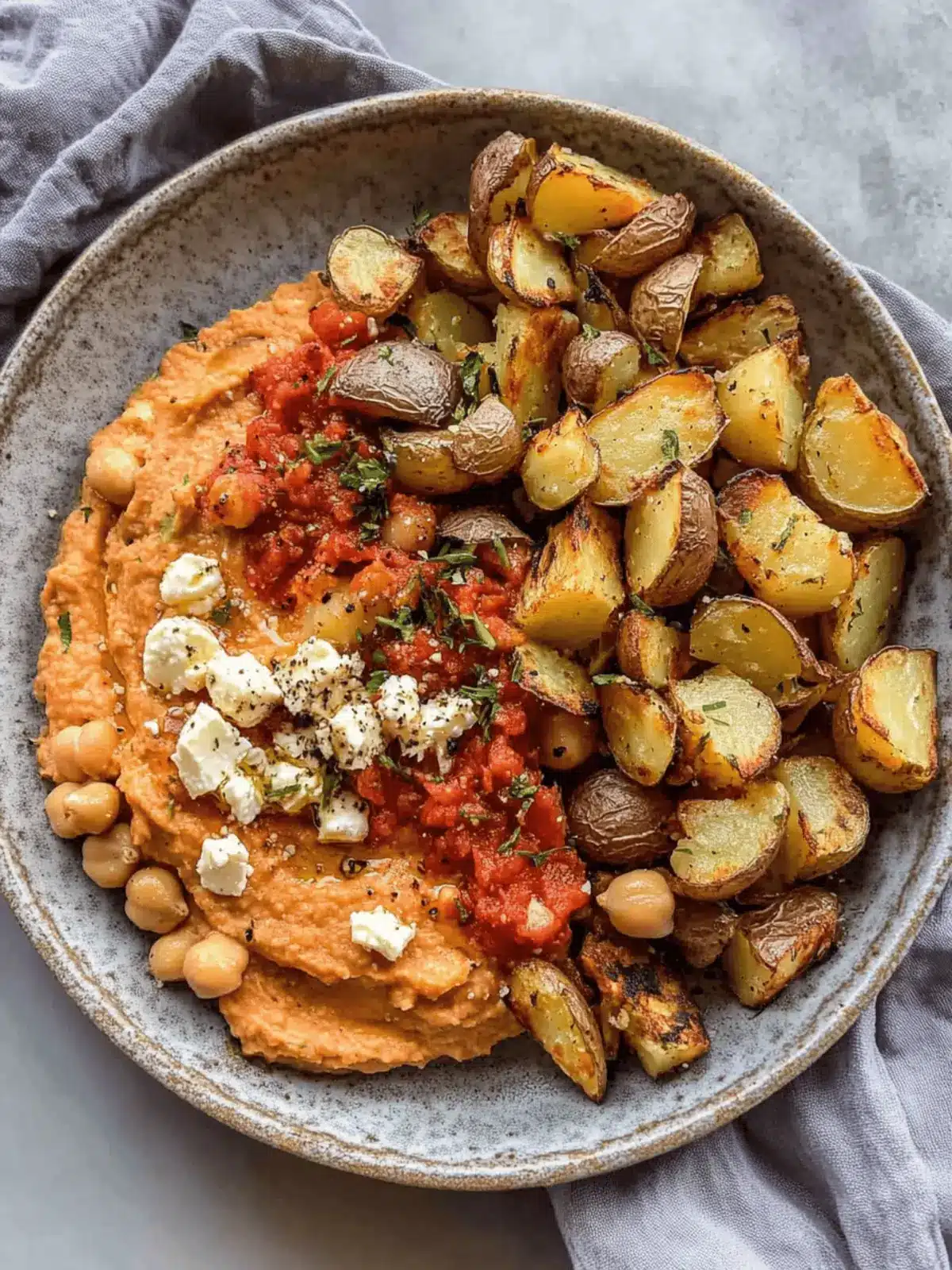 Zesty Red Pepper Feta Dip with Roasted Potatoes & Chickpeas 2 Zesty Red Pepper Feta Dip with Roasted Potatoes & Chickpeas