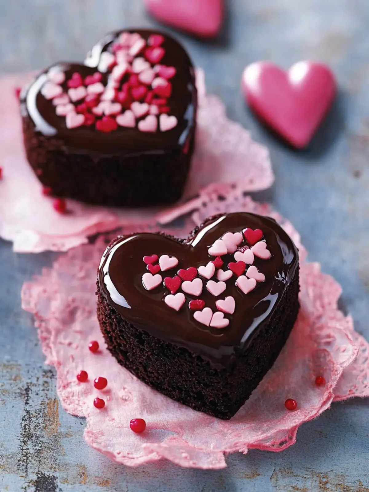 Decadent Mini Heart-Shaped Chocolate Cake for Sweet Moments 3 Mini Heart-Shaped Chocolate Cake