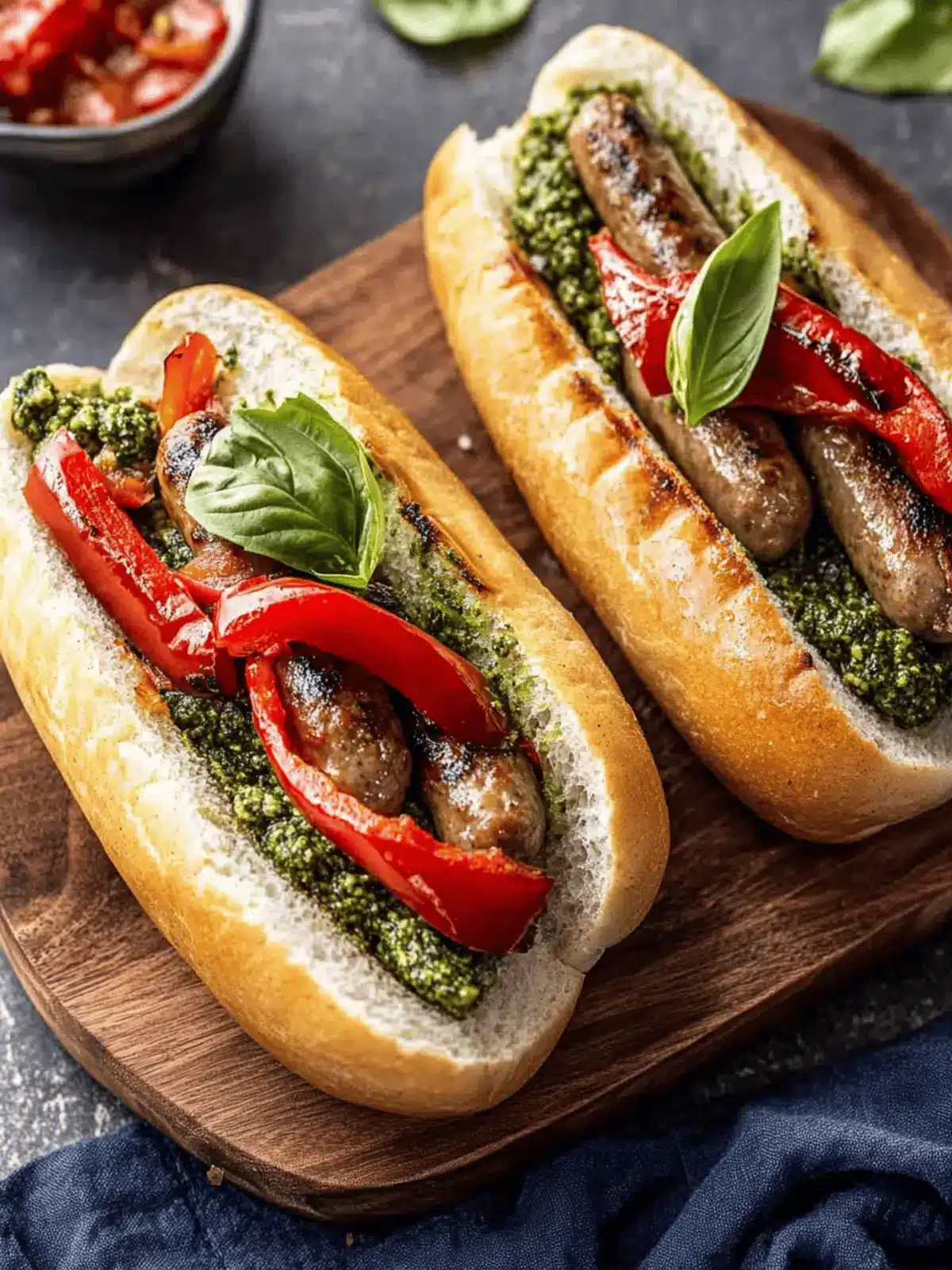 Savor Italian Sausage Pepper and Pesto Subs in 30 Minutes 4 Italian Sausage Pepper and Pesto Subs
