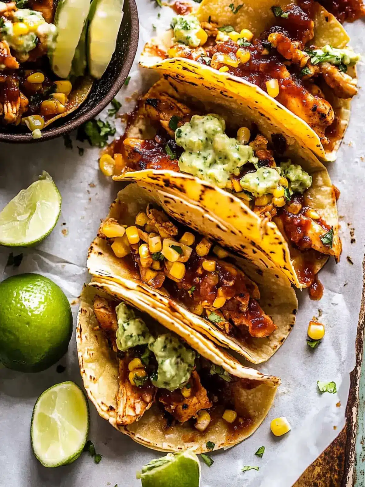 Crispy Chipotle BBQ Chicken Tacos with Creamy Corn Salsa Bliss 3 Crispy Chipotle BBQ Chicken Tacos with Creamy Charred Corn Salsa