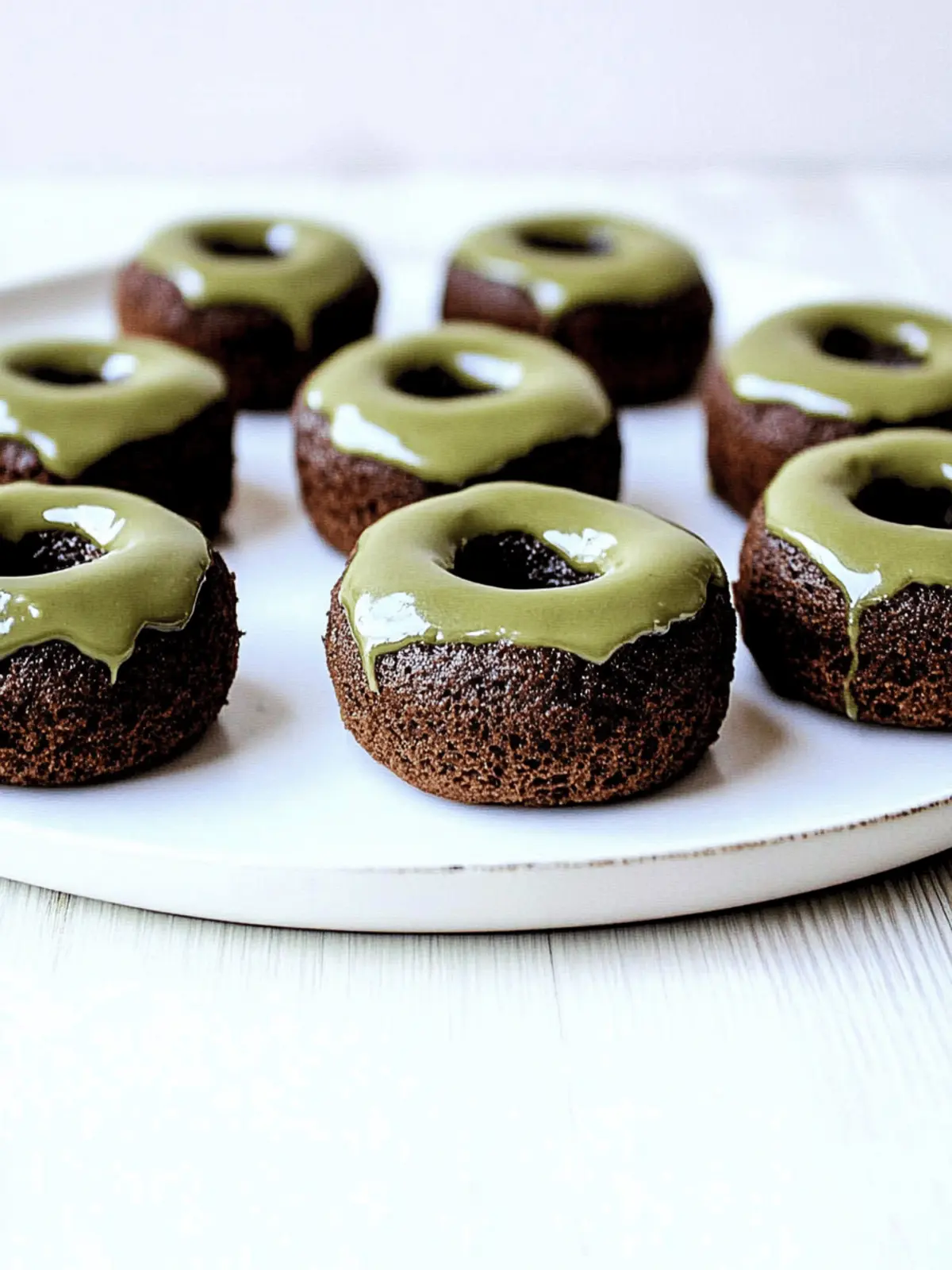 Indulge in Baked Chocolate Donuts with Matcha Glaze Today 2 Baked Chocolate Donuts with Matcha Glaze