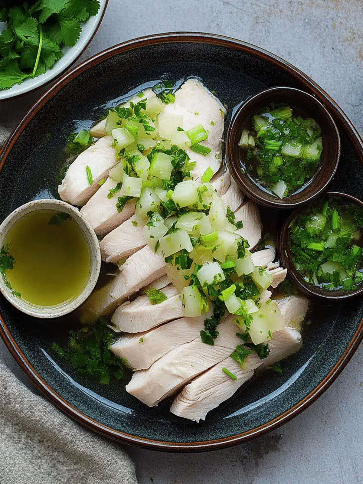 Poached Chicken with Ginger Scallion Sauce: Juicy & Flavorful 4 Poached Chicken with Ginger Scallion Sauce