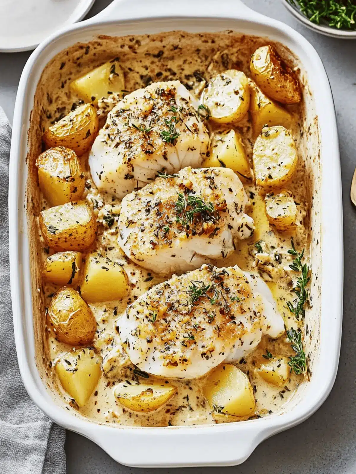 Cod & Potatoes in Rosemary Cream Sauce for Effortless Elegance 2 Cod & Potatoes in Rosemary Cream Sauce