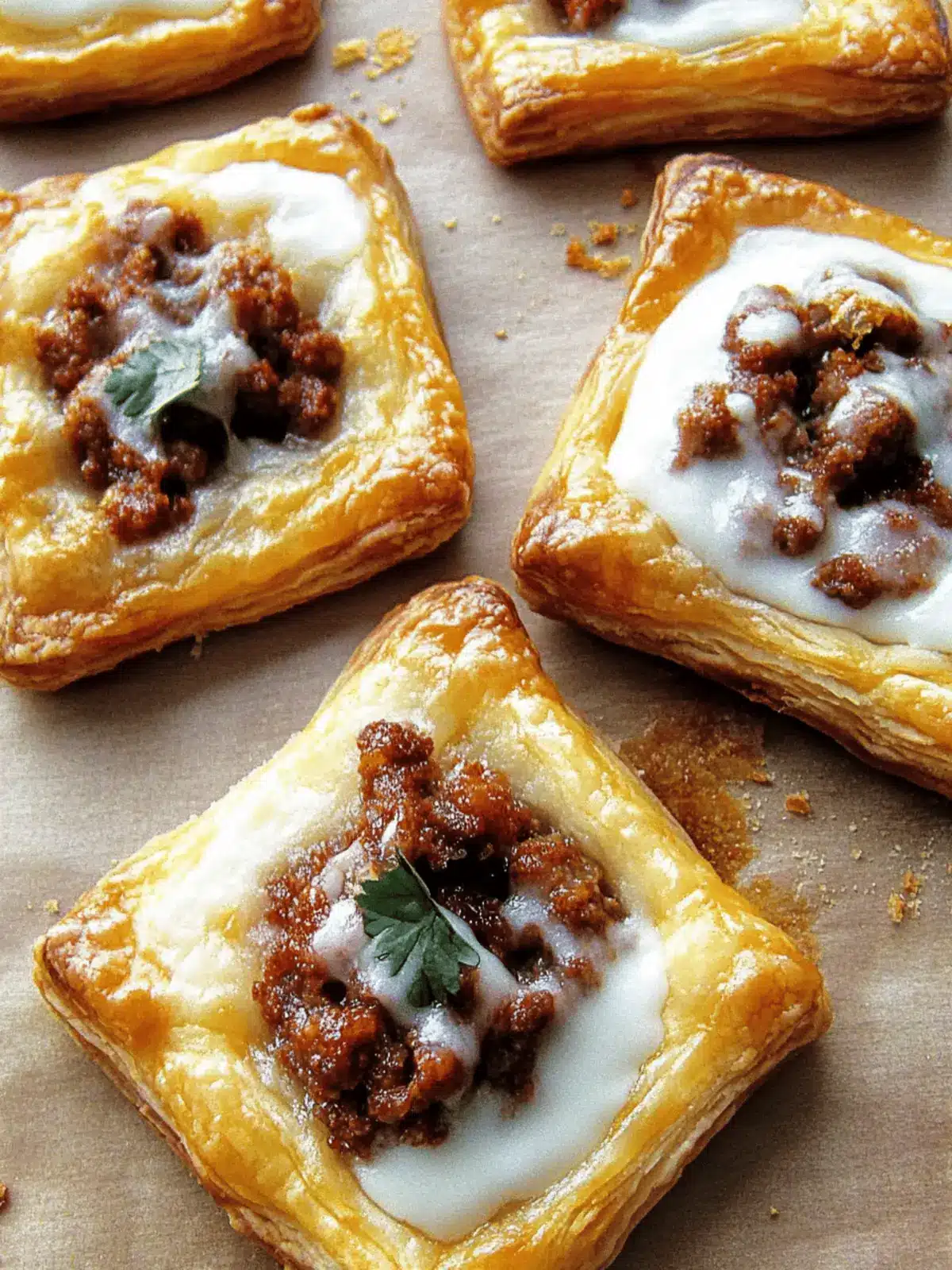 Savory Cheesy Mexican Chorizo Puff Pastry Tarts Delight 4 Cheesy Mexican Chorizo Puff Pastry Tarts