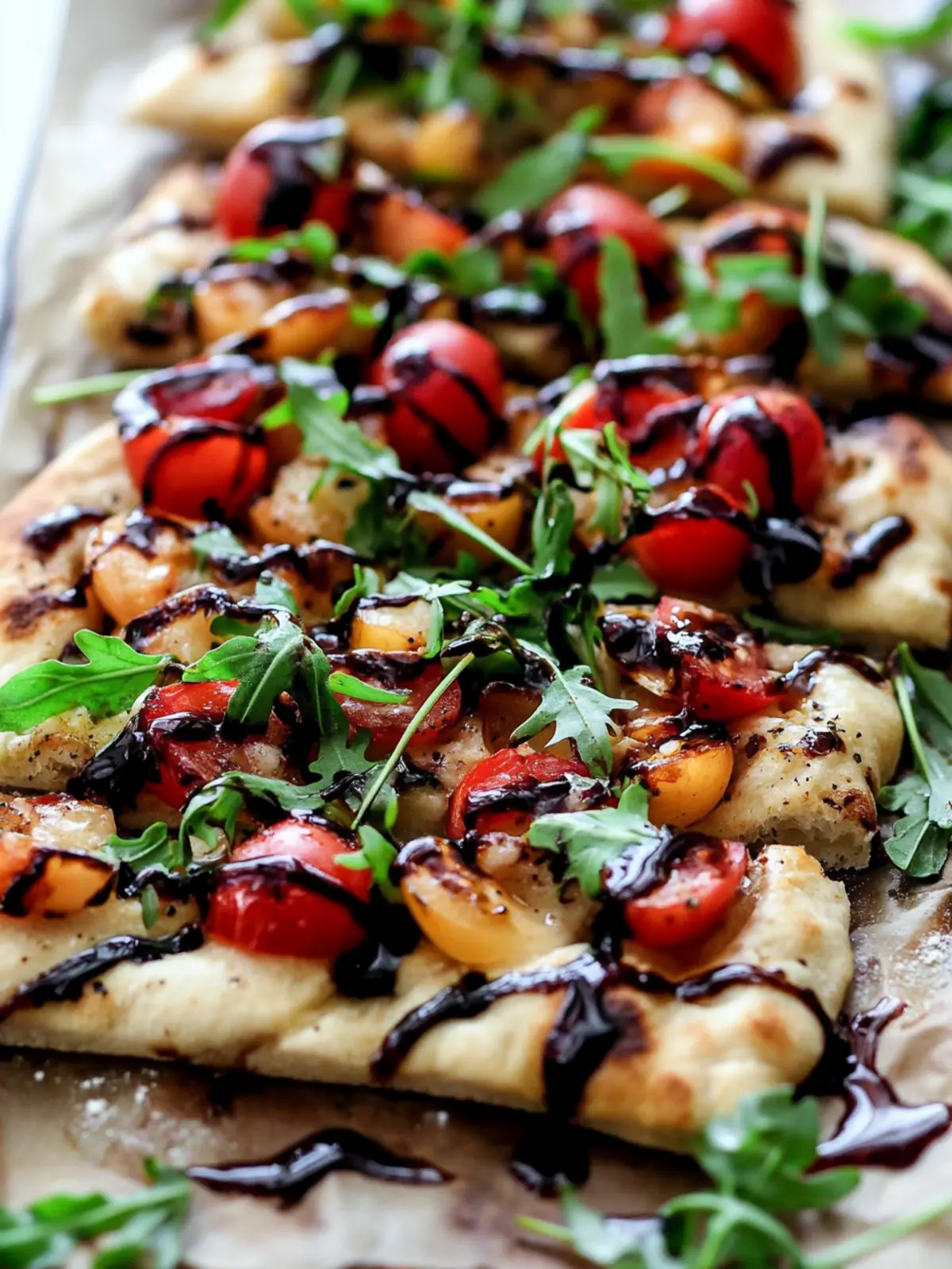 Vegan Bruschetta and Arugula Flatbread Pizza with Balsamic Zing 4 Vegan Bruschetta and Arugula Flatbread Pizza with a Balsamic Glaze