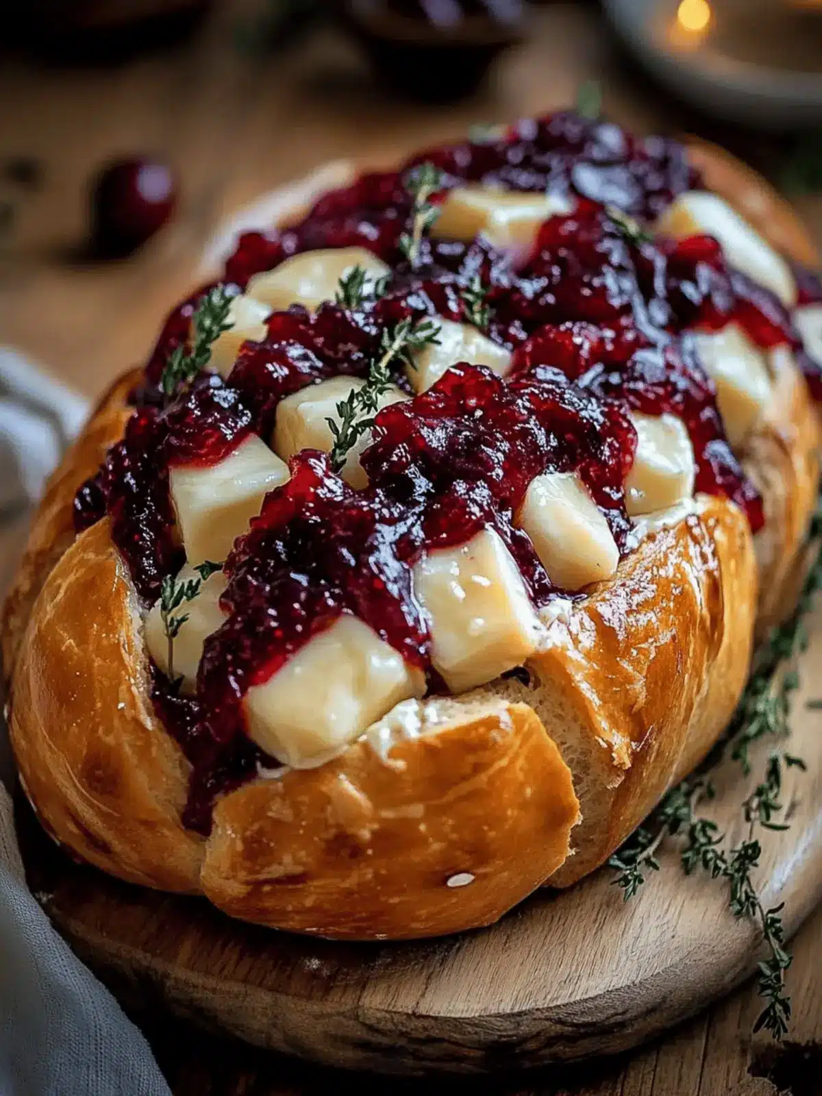 Garlic Herb Sourdough Bread Stuffed with Brie & Cranberry Bliss 4 Garlic Herb Sourdough Bread Stuffed with Brie and Cranberry Sauce