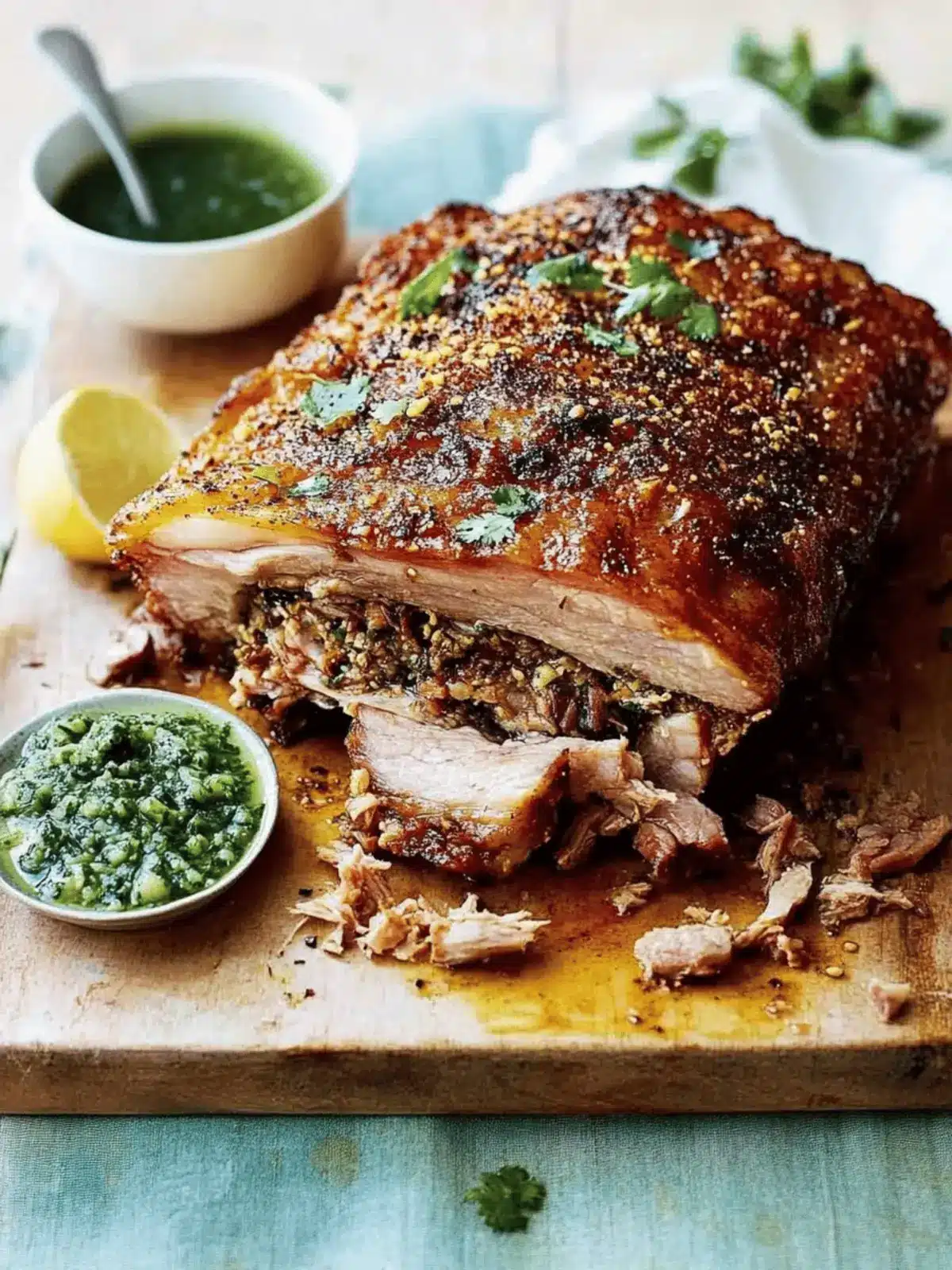 Savory Slow-Roast Fennel and Coriander Pork Belly Delight 3 Slow-Roast Fennel And Coriander Pork Belly With Salsa Verde