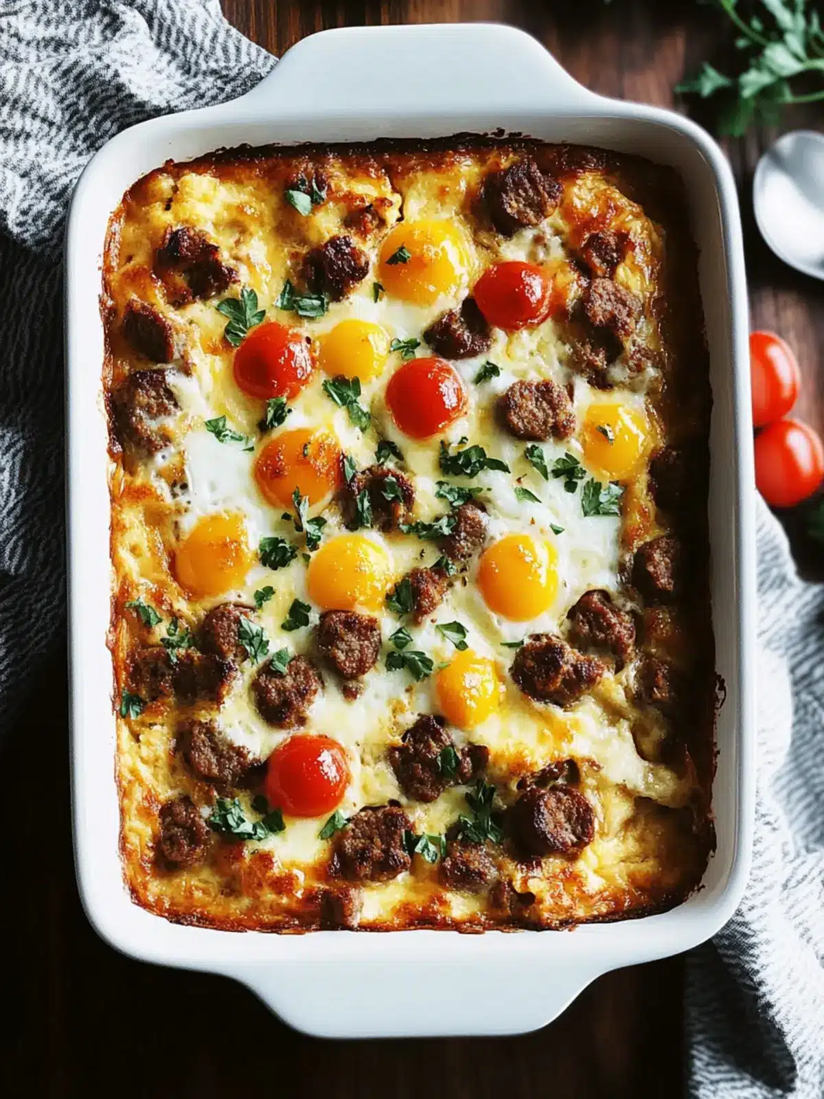 Savory Easy Make-Ahead Sausage & Egg Breakfast Casserole 4 Easy Make-Ahead Sausage & Egg Breakfast Casserole