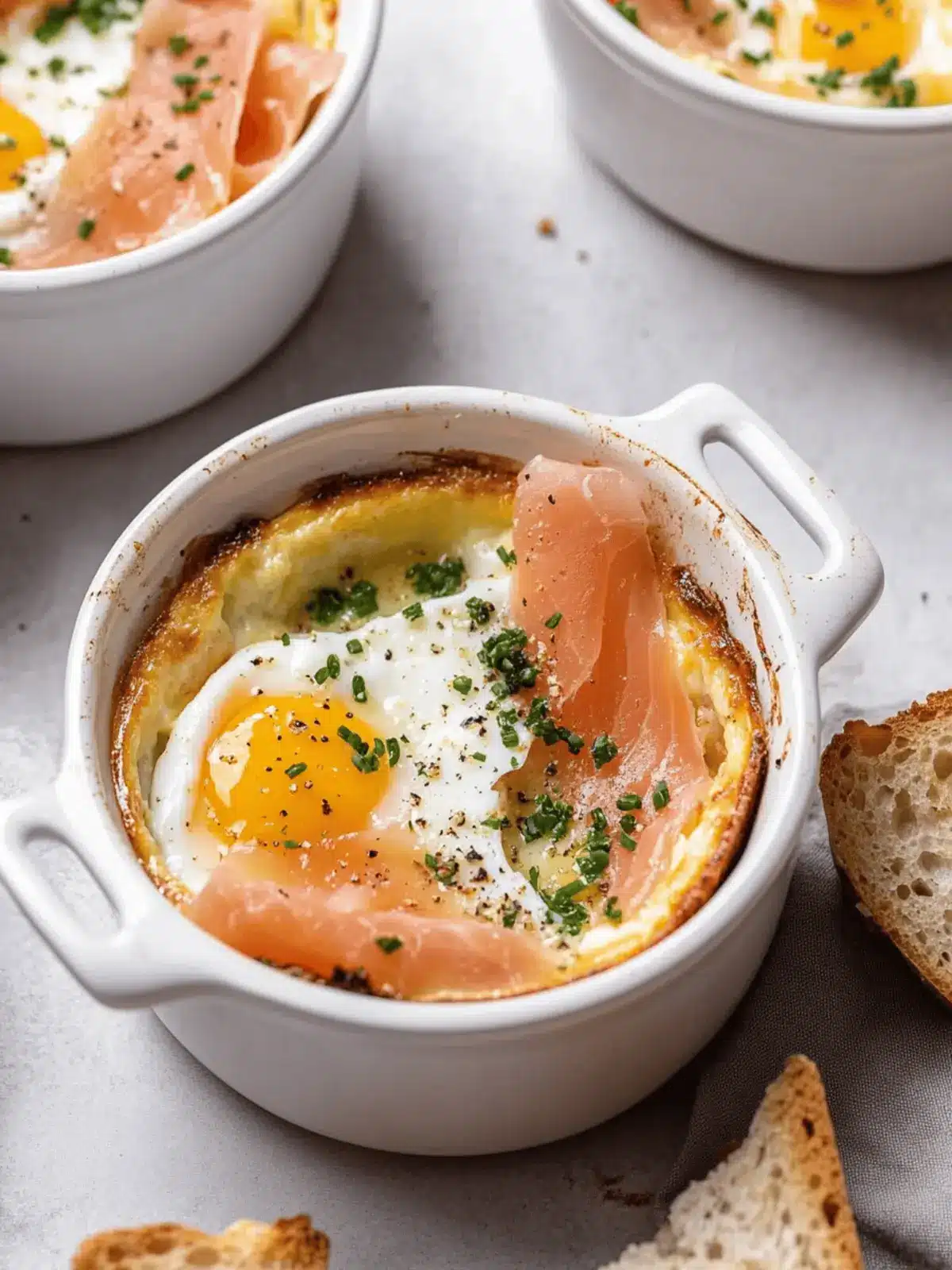 Delicious Eggs en Cocotte: Baked Eggs with Smoked Salmon Bliss 3 Eggs en Cocotte (Baked Eggs with Smoked Salmon)