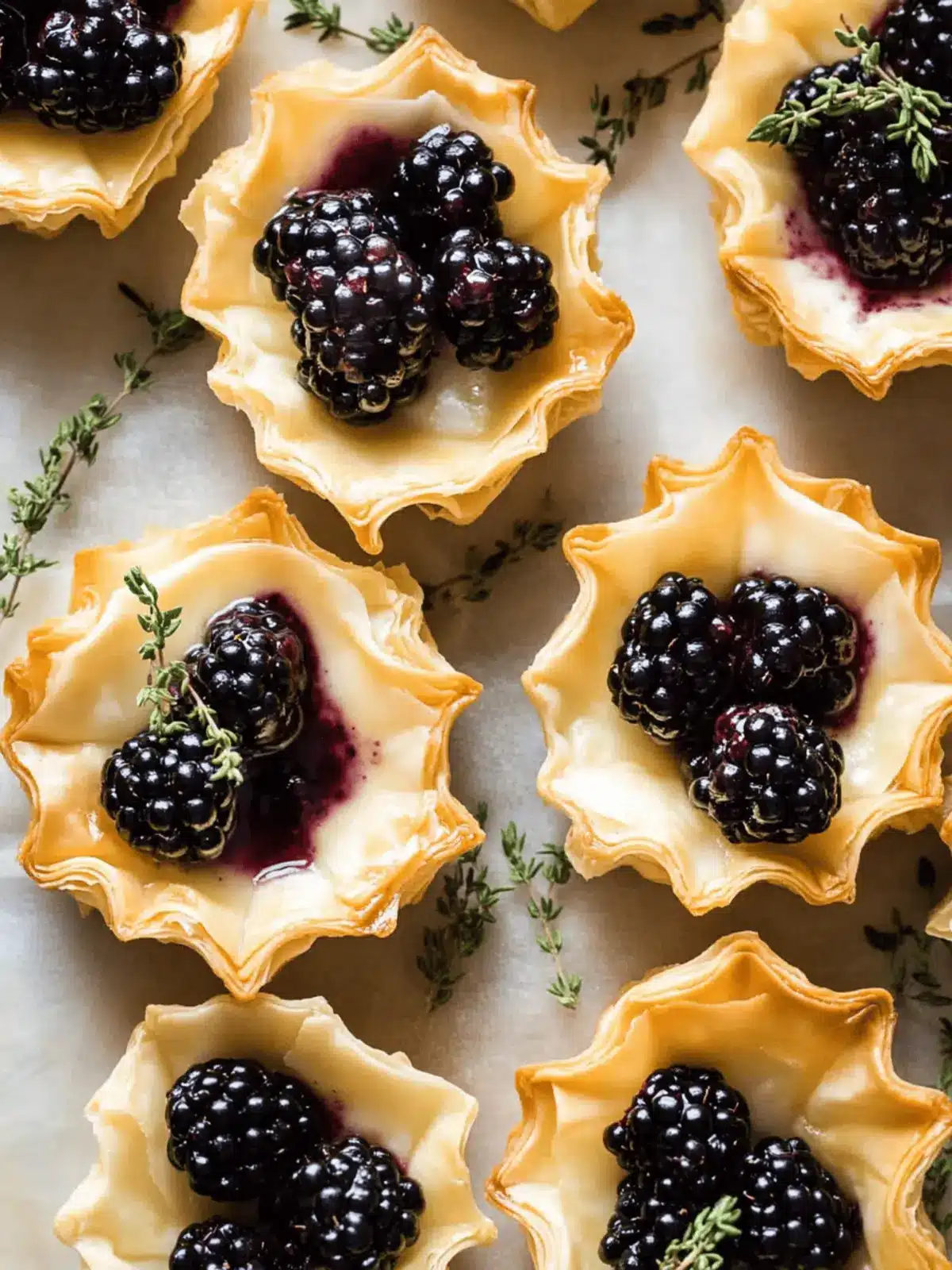 Brie Phyllo Cups with Blackberry and Thyme for Effortless Elegance 2 Brie Phyllo Cups with Blackberry and Thyme
