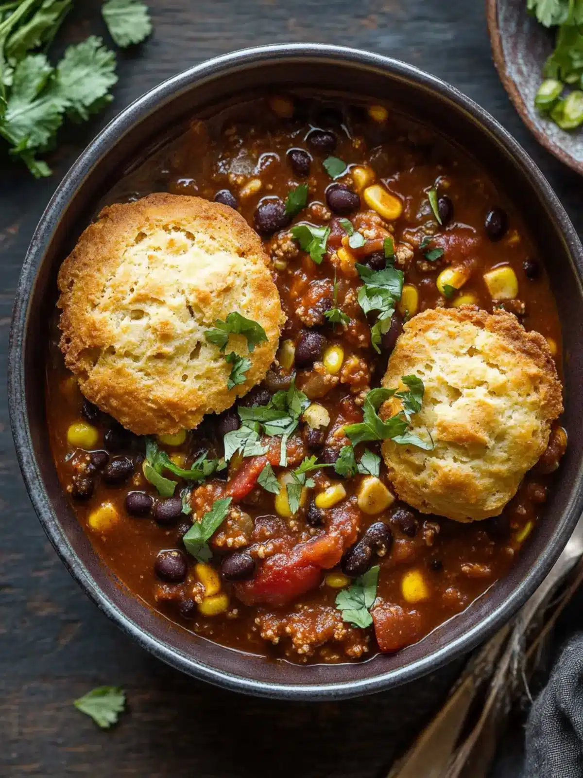 Black Bean Chili with Cornbread Biscuits for Cozy Nights 3 Black Bean Chili with Cornbread Biscuits