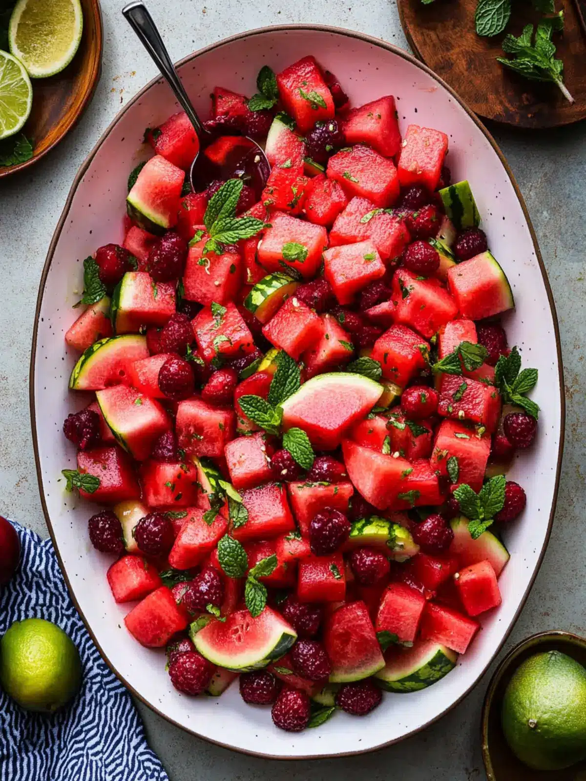Refreshing Watermelon Fruit Salad with Zesty Lime Mint Dressing 4 Watermelon Fruit Salad with Lime Mint Dressing