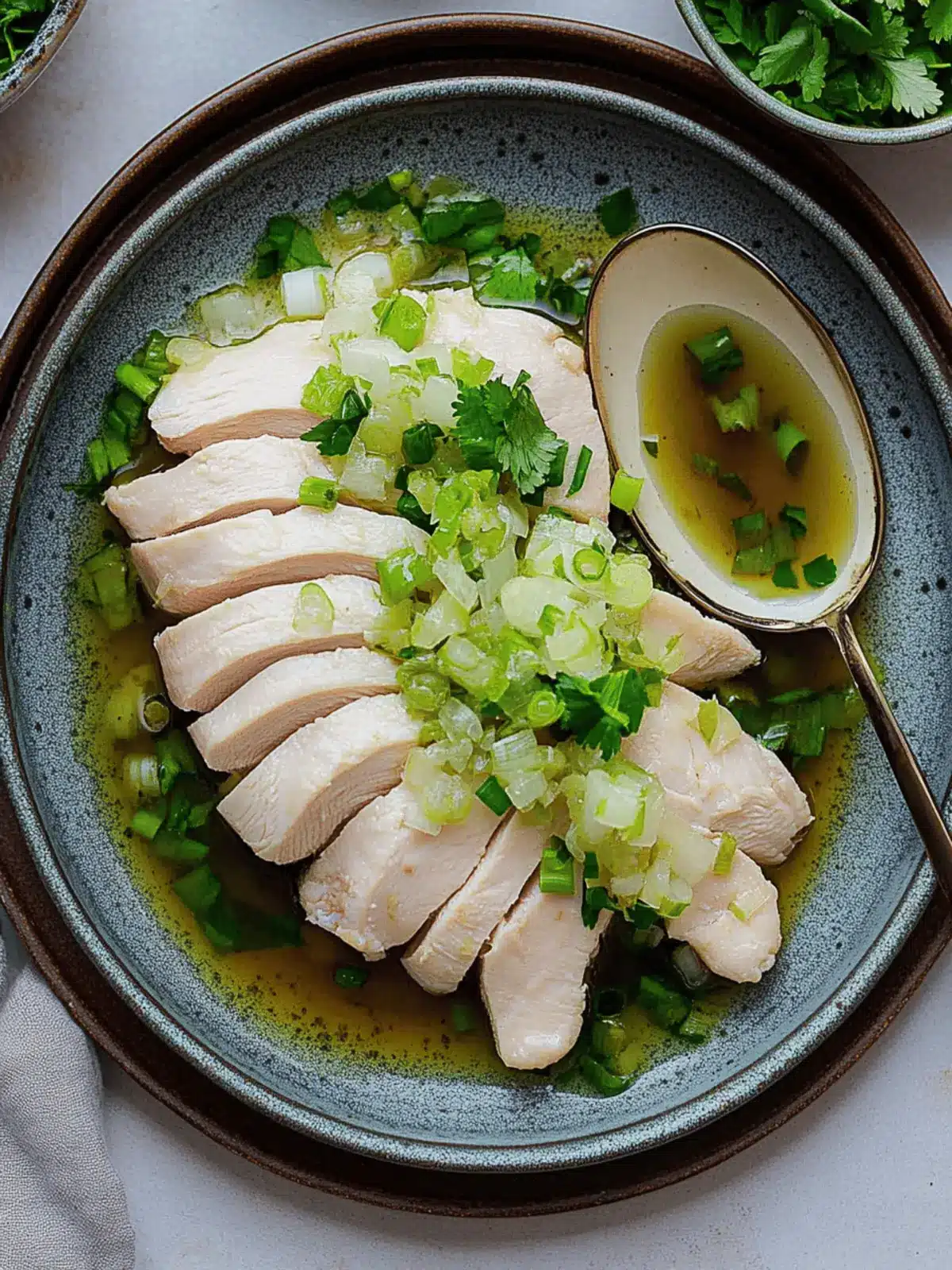 Poached Chicken with Ginger Scallion Sauce: Juicy & Flavorful 2 Poached Chicken with Ginger Scallion Sauce