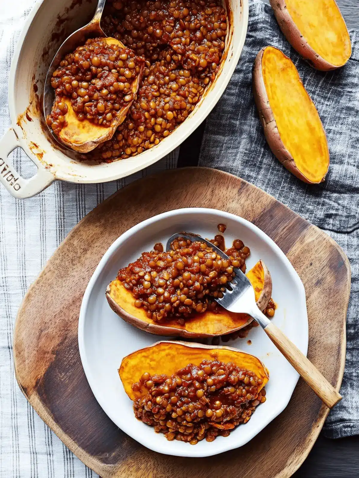 Savory BBQ Lentils Over Sweet Potatoes for Comfort Bliss 2 BBQ Lentils over Roasted Sweet Potatoes