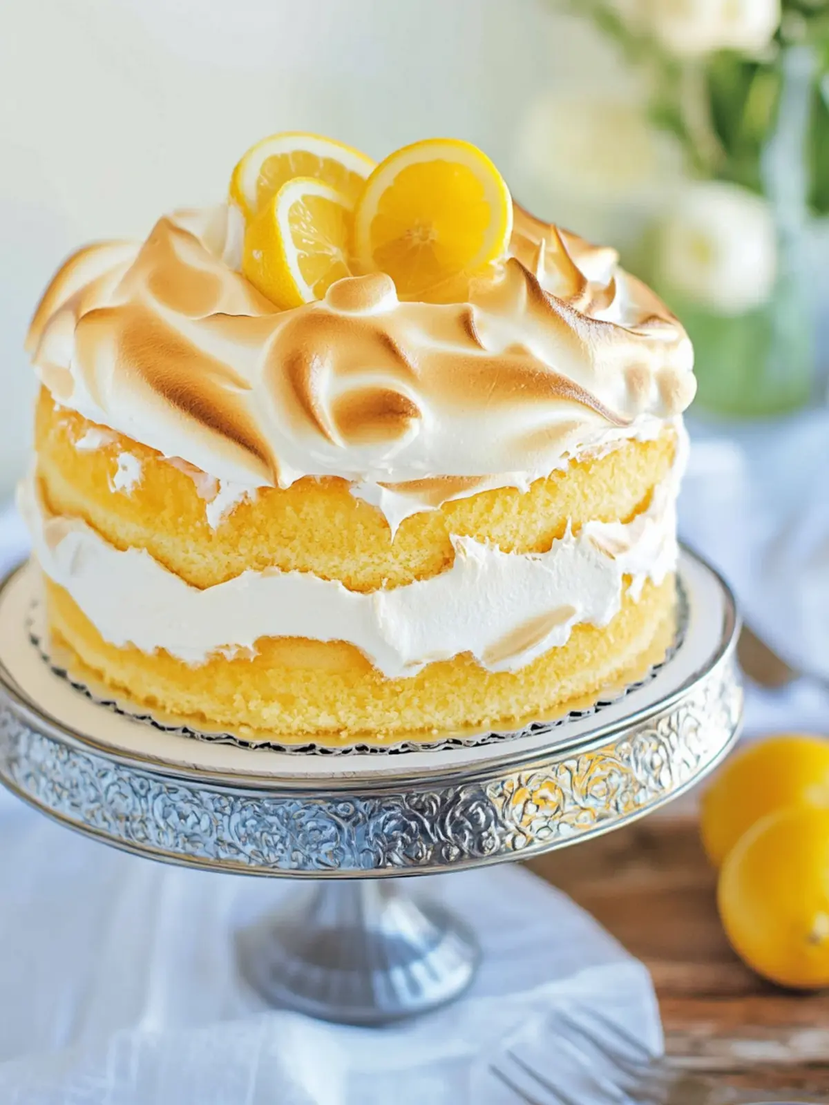 Delightful Lemon Meringue Cake with Meyer Lemon Magic 4 Lemon Meringue Cake