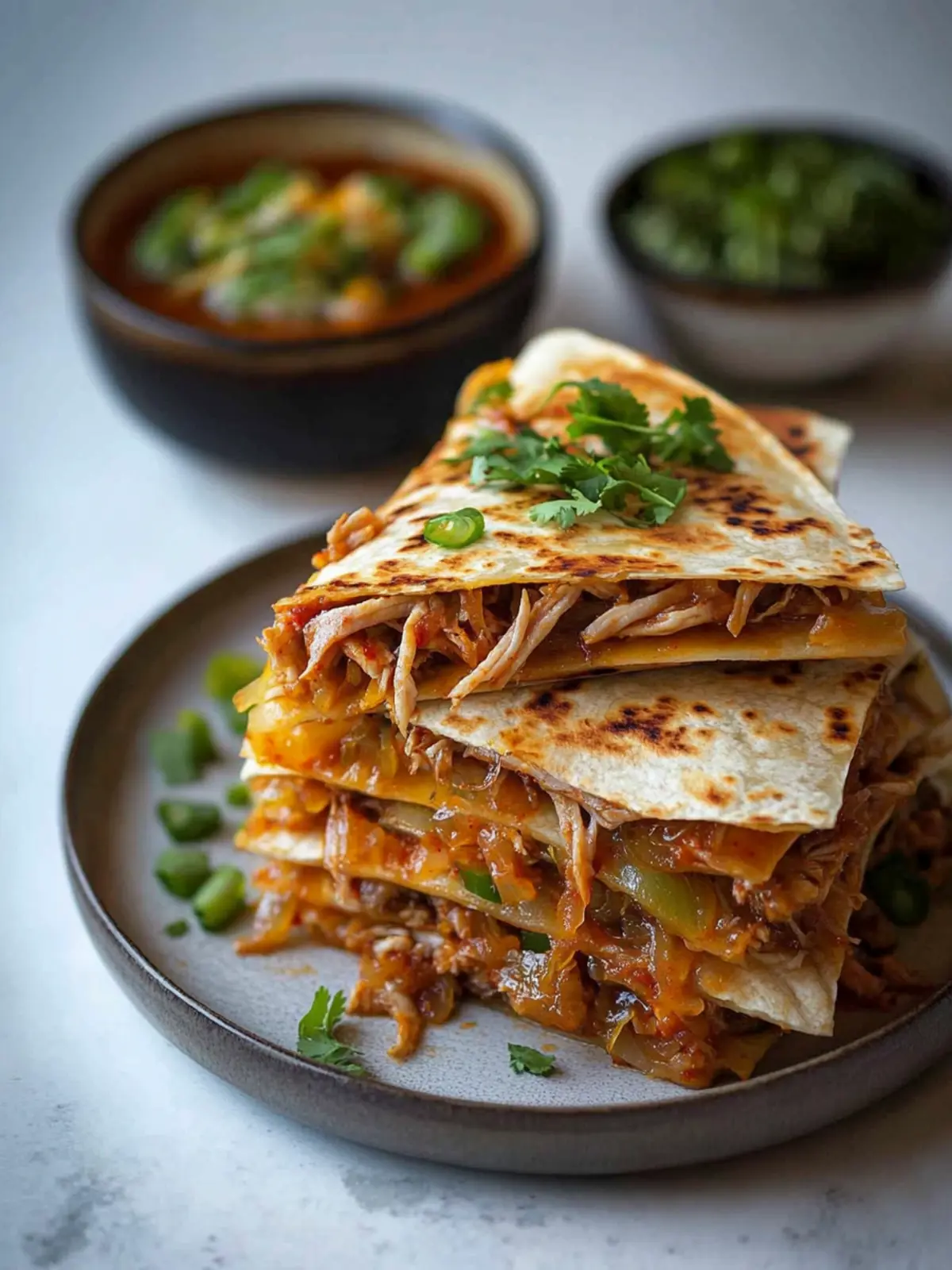 Savor the Flavor: Korean Braised Pork and Kimchi Quesadilla 3 Korean Braised Pork and Kimchi Quesadilla