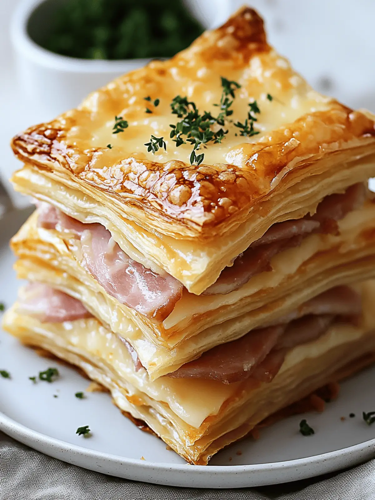 Crispy Ham & Cheese Puff Pastry Stacks for Effortless Elegance 2 Crispy Ham & Cheese Puff Pastry Stacks