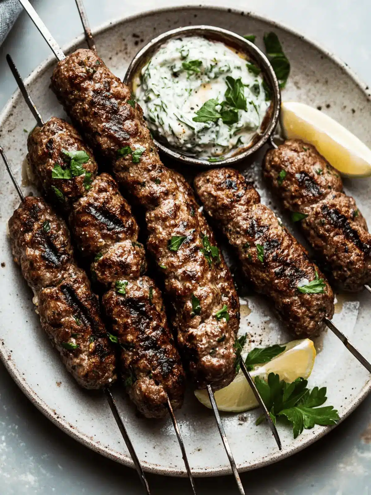 Beef Kofta Kebabs with Tzatziki: Your Ultimate Feast Starter 4 Beef Kofta Kebabs with Tzatziki
