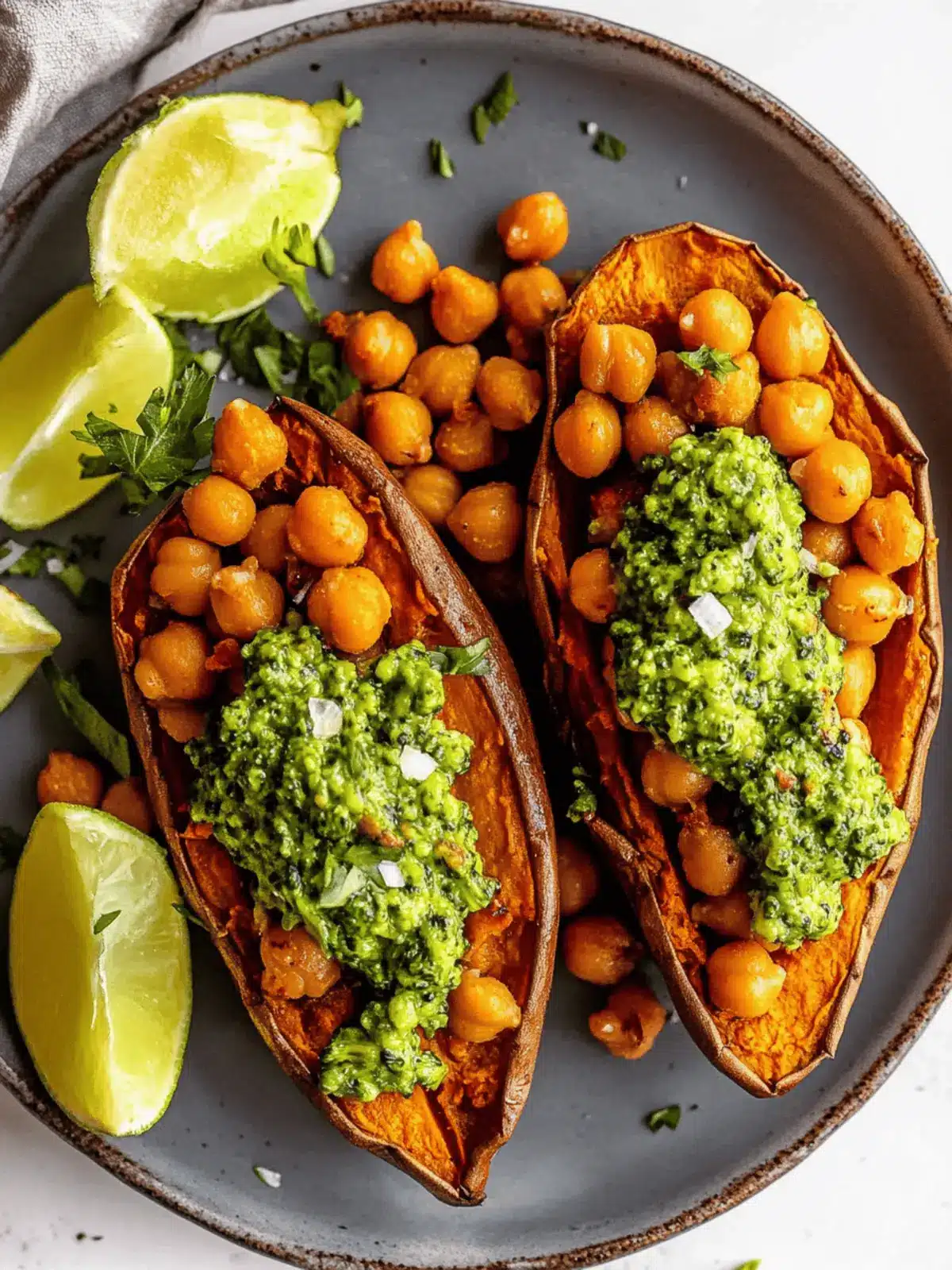 Baked Sweet Potatoes w/ Chickpeas & Broccoli Pesto Bliss 4 Baked Sweet Potatoes w/ Chickpeas & Broccoli Pesto