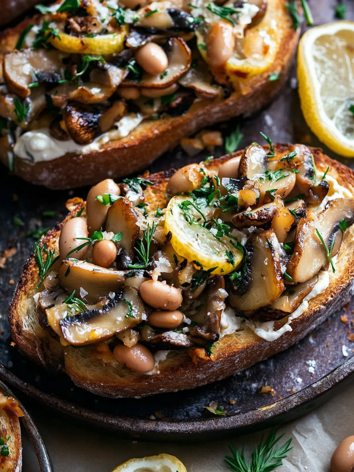 Lemony Mushroom Mascarpone Toast with Beans & Herbs Delight 2 Lemony Mushroom Mascarpone Toast with Beans & Herbs