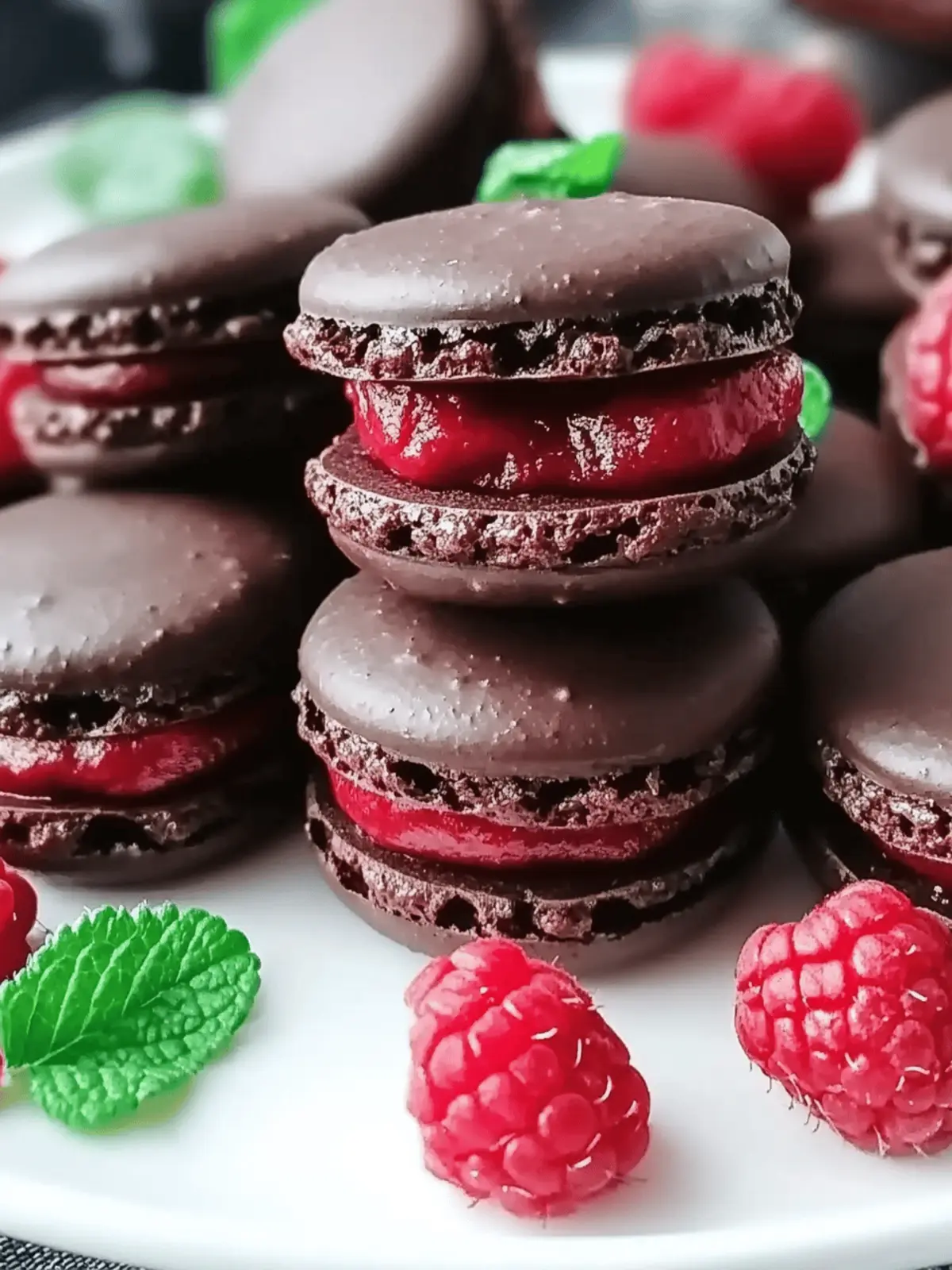 Decadent Dark Chocolate Raspberry Macarons You ll Love 2 Dark Chocolate Raspberry Macarons