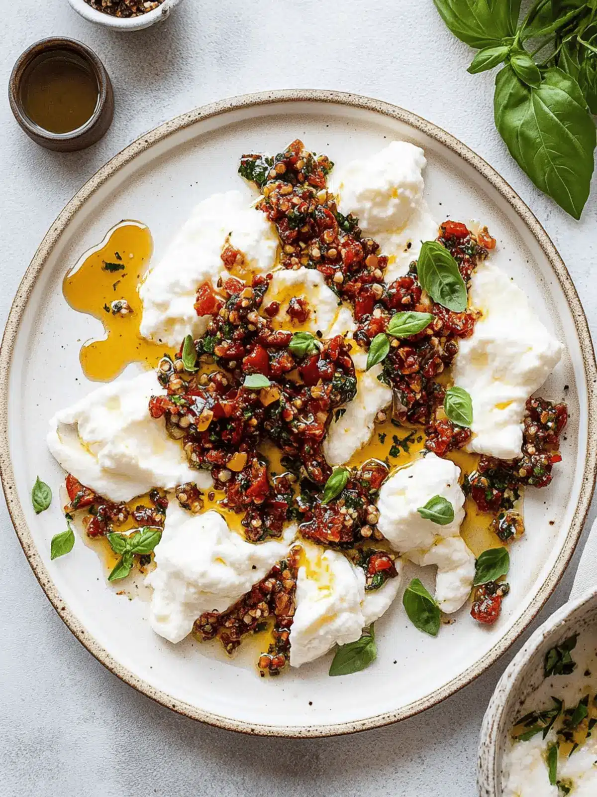 Irresistible Burrata with Zesty Olive Tomato Vinaigrette 2 Burrata