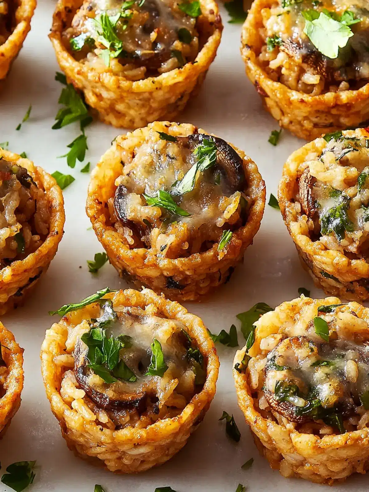 Stuffed Mushroom Crispy Rice Cups for Flavorful Fun 2 Stuffed Mushroom Crispy Rice Cups