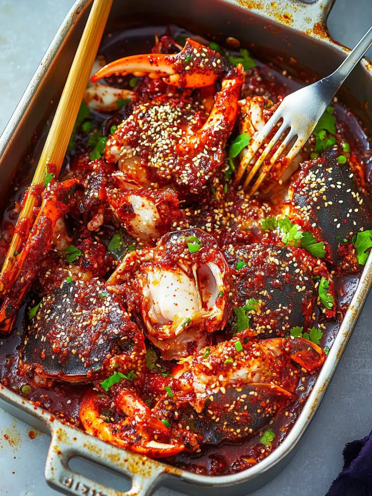 Savory Spicy Raw Marinated Crab Yangnyeom Gejang Delight 2 Spicy Raw Marinated Crab (Yangnyeom Gejang)