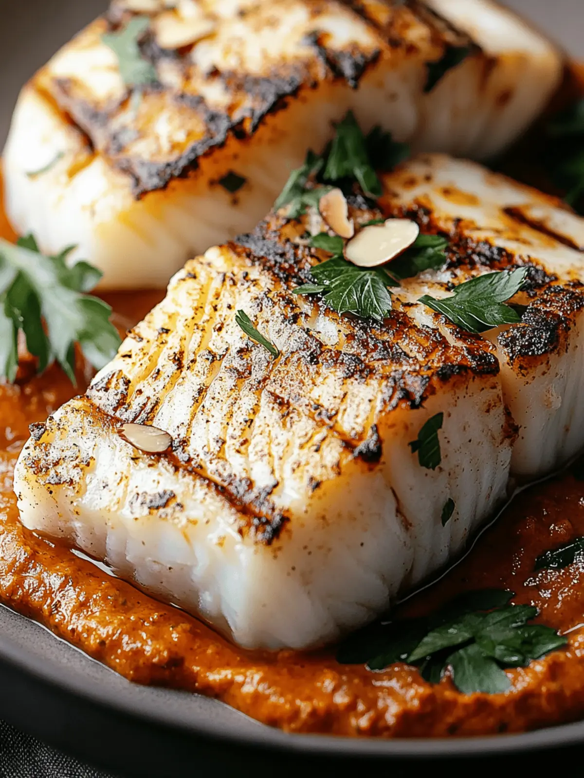 Savor Spanish Grilled Cod with Creamy Almond Romesco Sauce 4 Spanish Grilled Cod with Almond Romesco Sauce