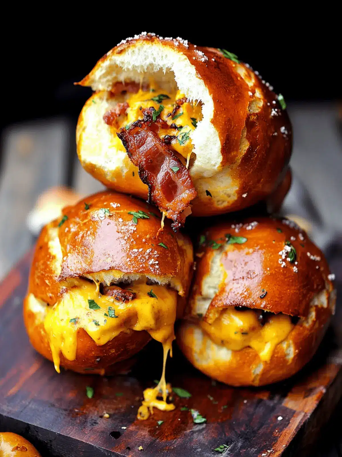 Cheddar Bacon Stuffed Pretzel Buns for the Ultimate Snack Attack 3 Cheddar Bacon Stuffed Pretzel Buns