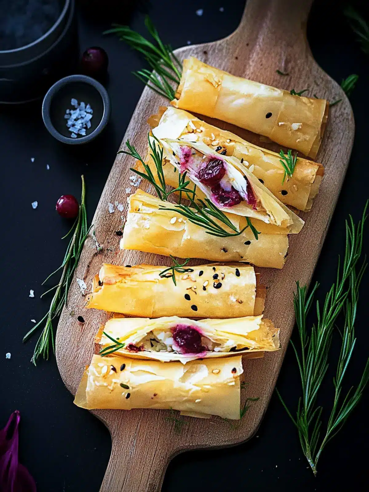Crispy Cranberry and Brie Filo Crackers for Festive Snacking 2 Cranberry and Brie Filo Crackers