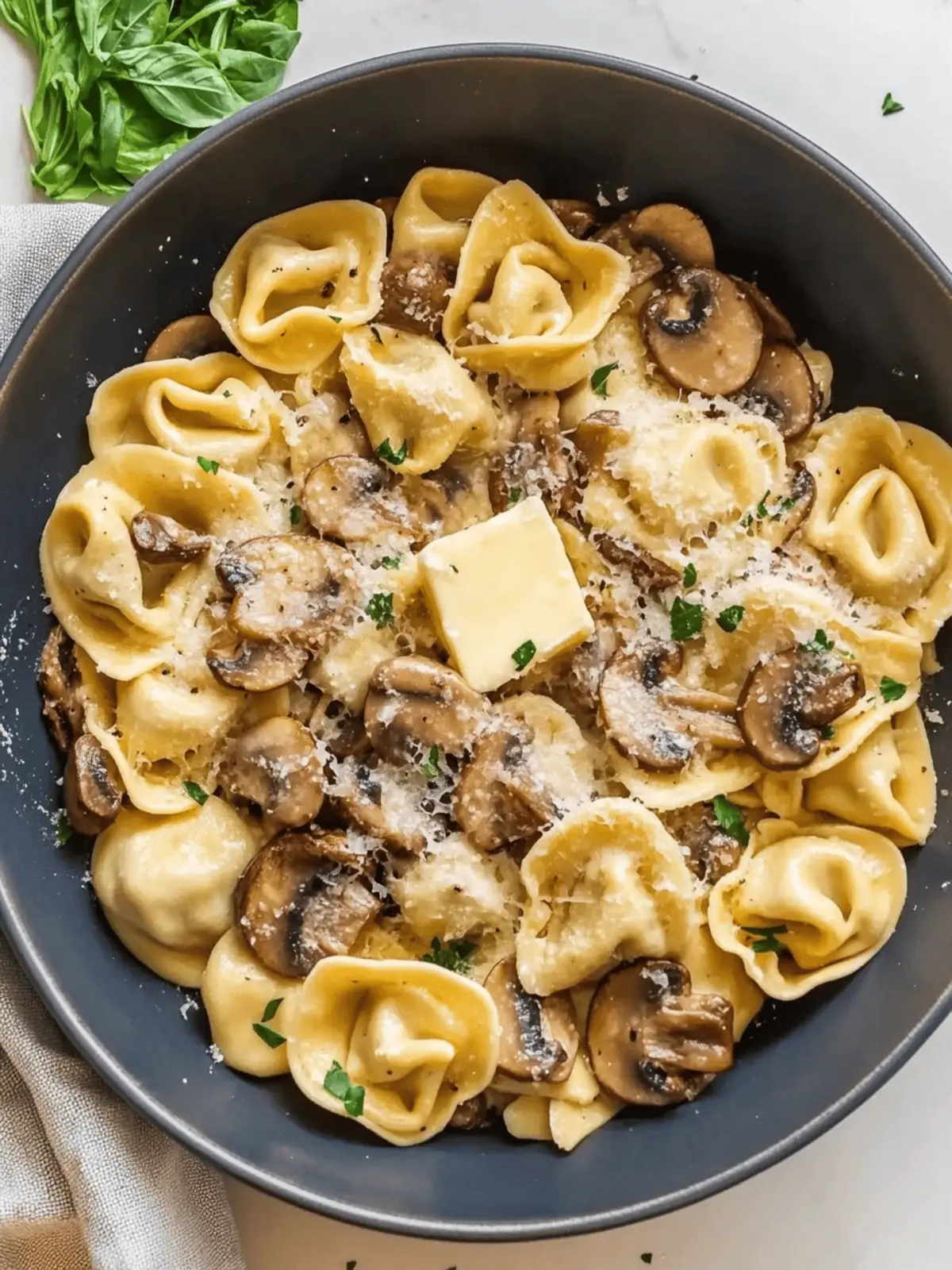 Savory Tortellini with Mushrooms, Butter, and Parmesan Magic 4 Tortellini with Mushrooms, Butter, and Parmesan