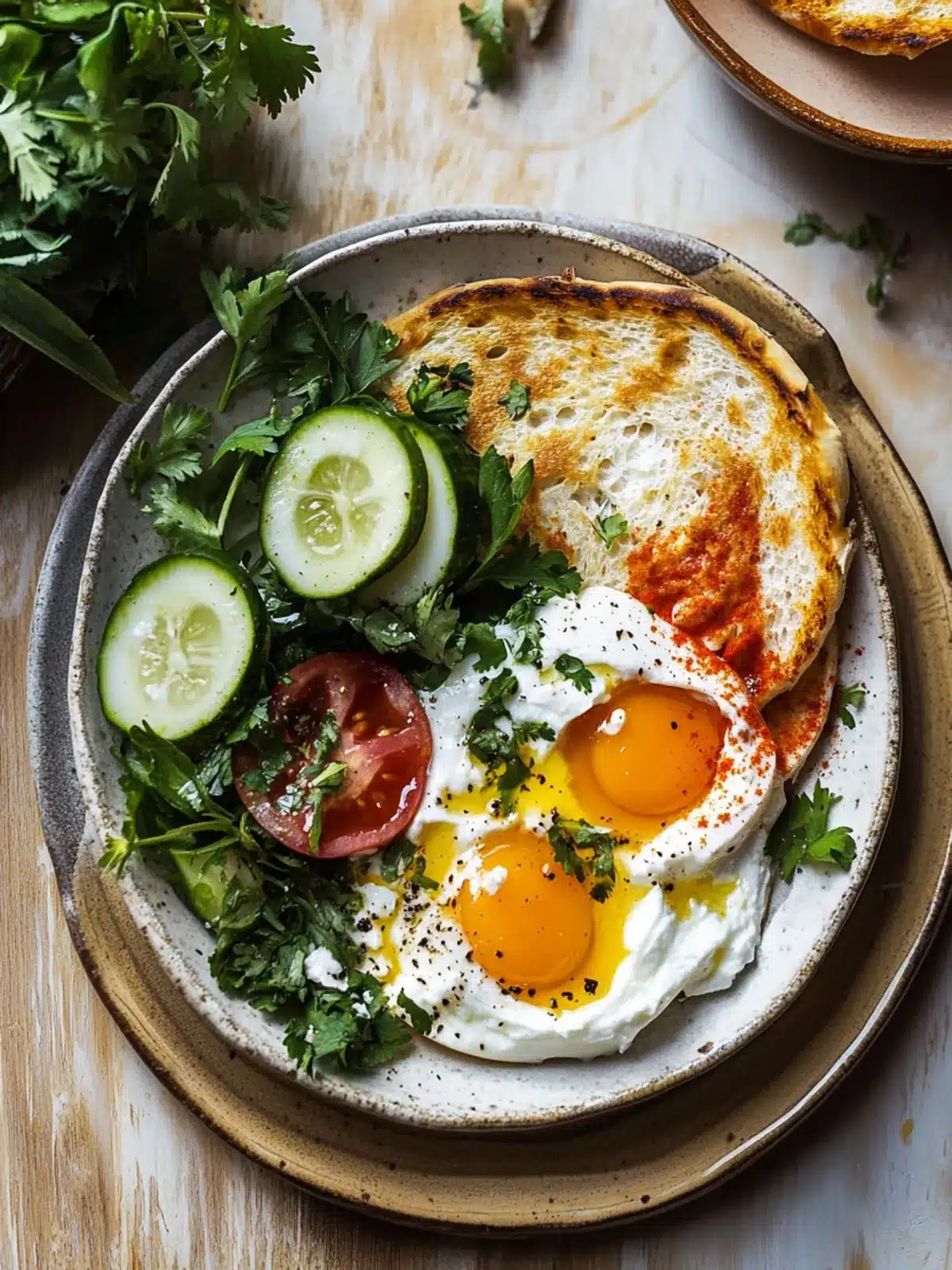 Savor Turkish Eggs with Chile Butter & Whipped Feta Delight 3 Turkish Eggs with Chile Butter and Whipped Feta