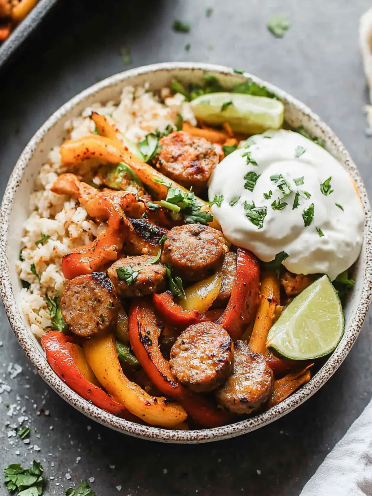 Sheet Pan Fajita Bowls with Chicken Sausage for Easy Meals 2 Sheet Pan Fajita Bowls with Chicken Sausage