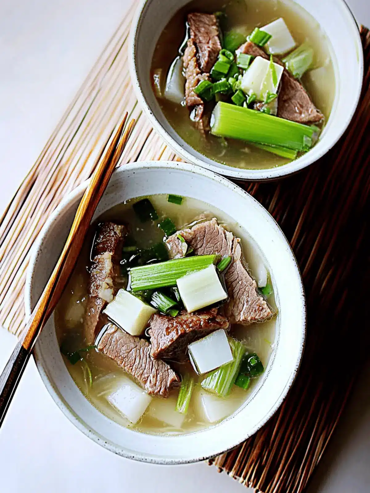 Savory Beef Brisket with Daikon and Leek in Clear Broth Delight 3 Beef Brisket with Daikon and Leek in Clear Broth