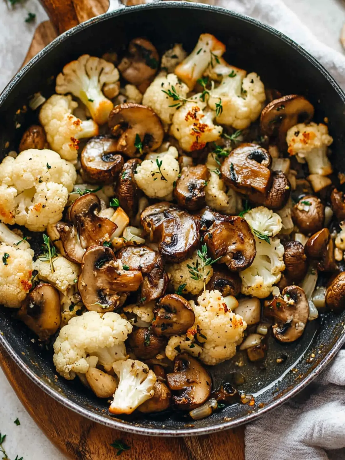 Garlic Mushrooms Cauliflower Skillet: Quick Low Carb Delight 4 Garlic Mushrooms Cauliflower Skillet