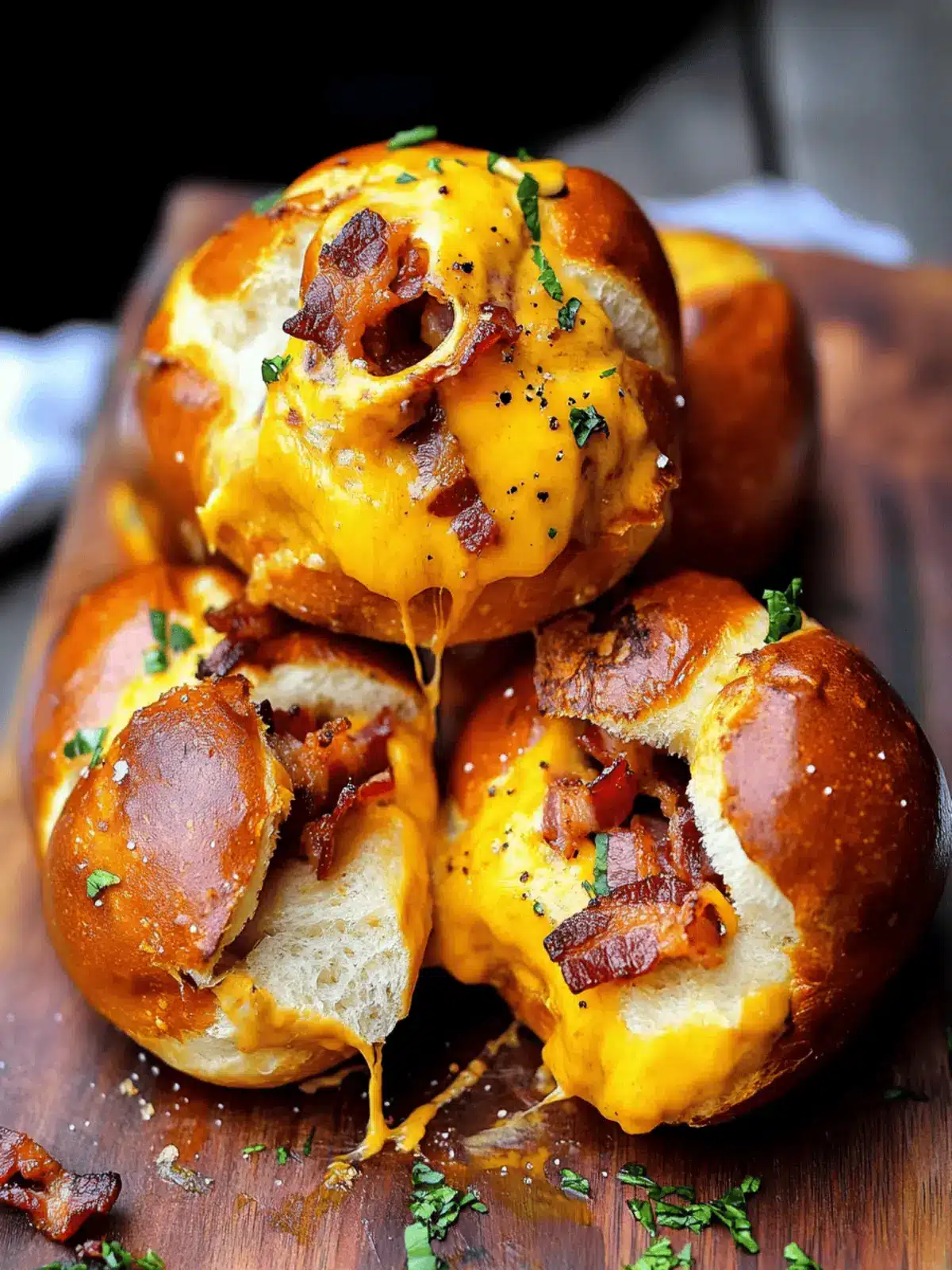 Cheddar Bacon Stuffed Pretzel Buns for the Ultimate Snack Attack 2 Cheddar Bacon Stuffed Pretzel Buns