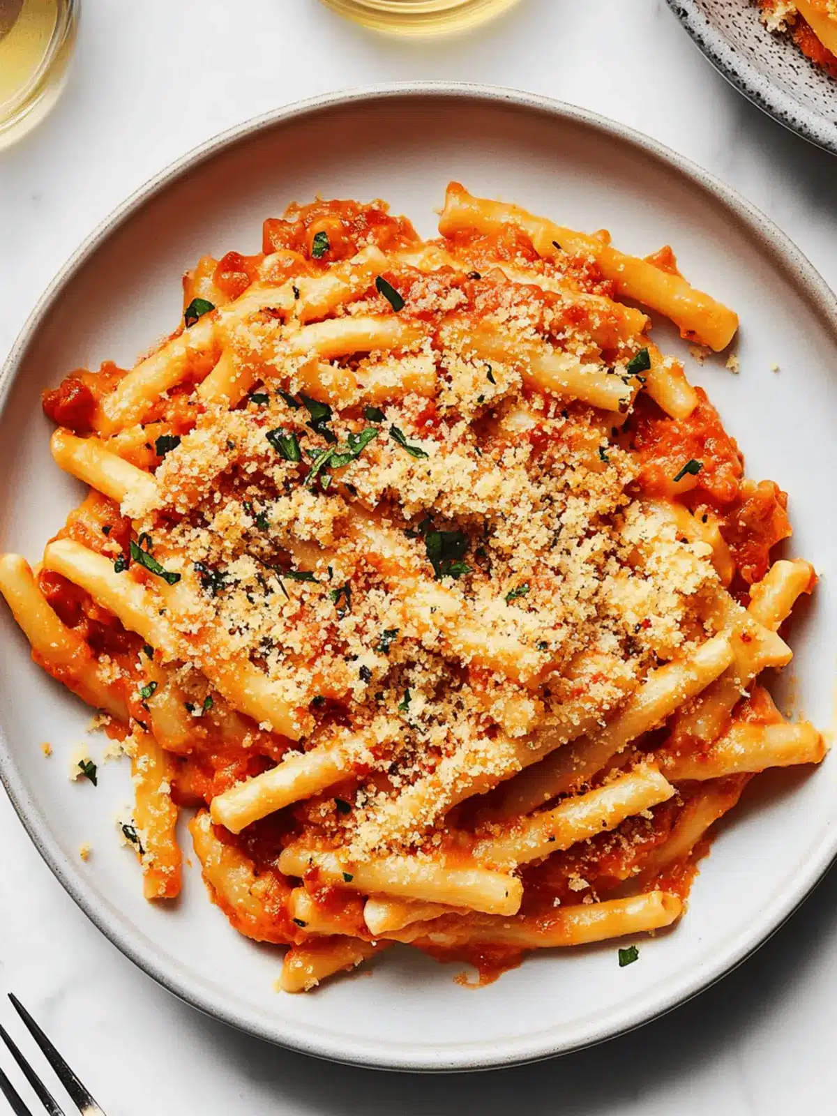 Creamy Vegan Red Pepper Pasta with Crunchy Garlic Breadcrumbs 2 Creamy Vegan Red Pepper Pasta With Garlic Bread Breadcrumbs