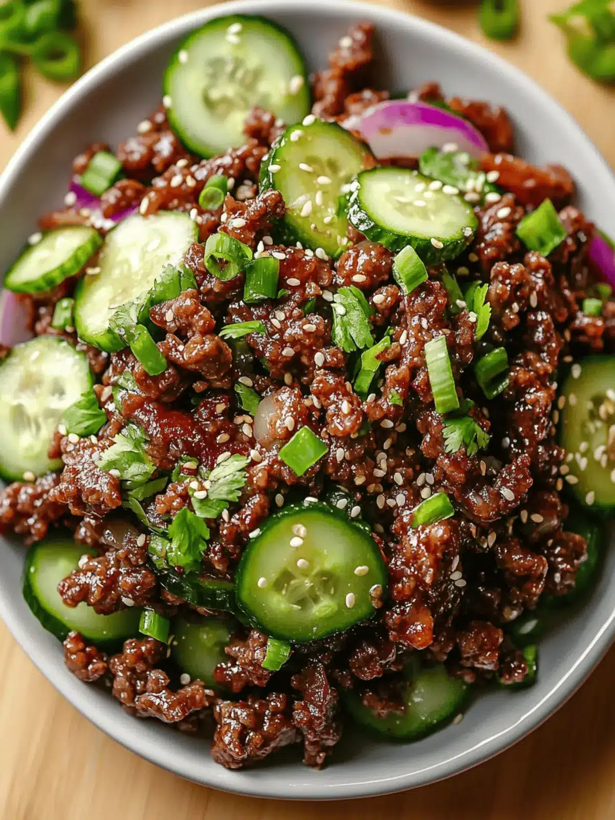 Spicy Keto Korean Ground Beef with Cool Cucumber Salad Delight 2 Spicy Keto Korean Ground Beef with Cucumber Salad