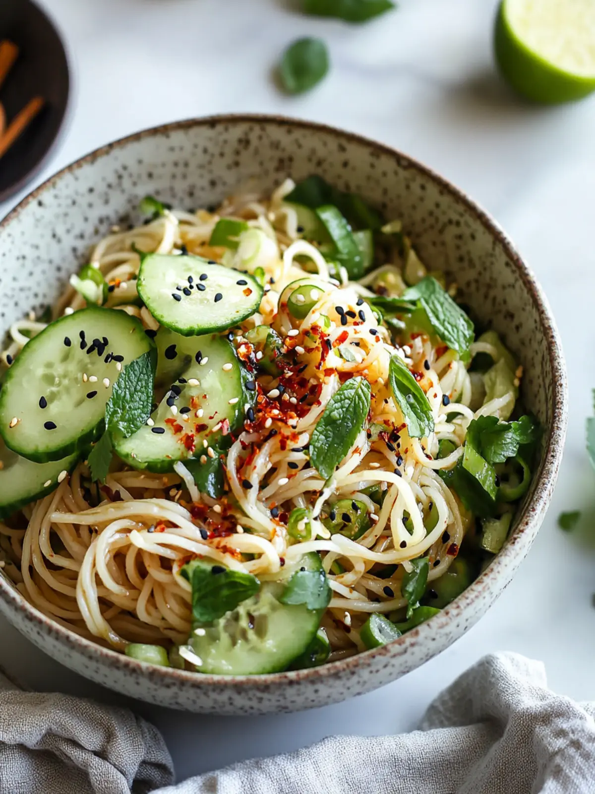 Zesty Cold Noodle Salad with Cucumber and Fresh Herbs 4 Cold Noodle Salad