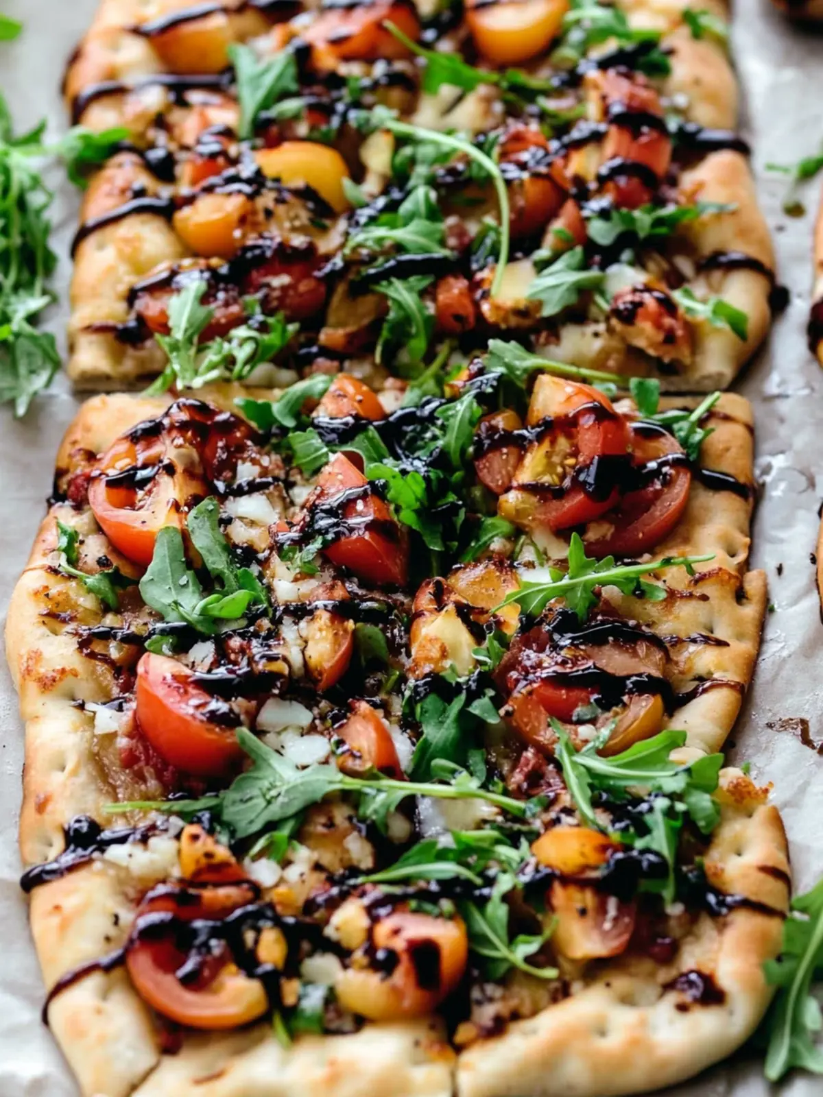 Vegan Bruschetta and Arugula Flatbread Pizza with Balsamic Zing 3 Vegan Bruschetta and Arugula Flatbread Pizza with a Balsamic Glaze