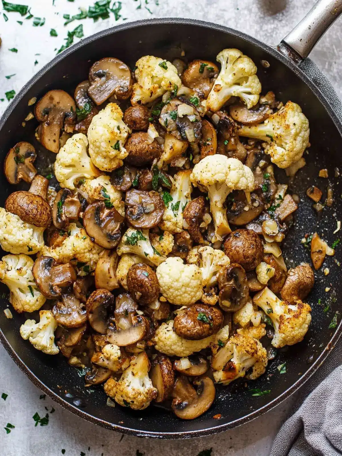 Garlic Mushrooms Cauliflower Skillet: Quick Low Carb Delight 3 Garlic Mushrooms Cauliflower Skillet