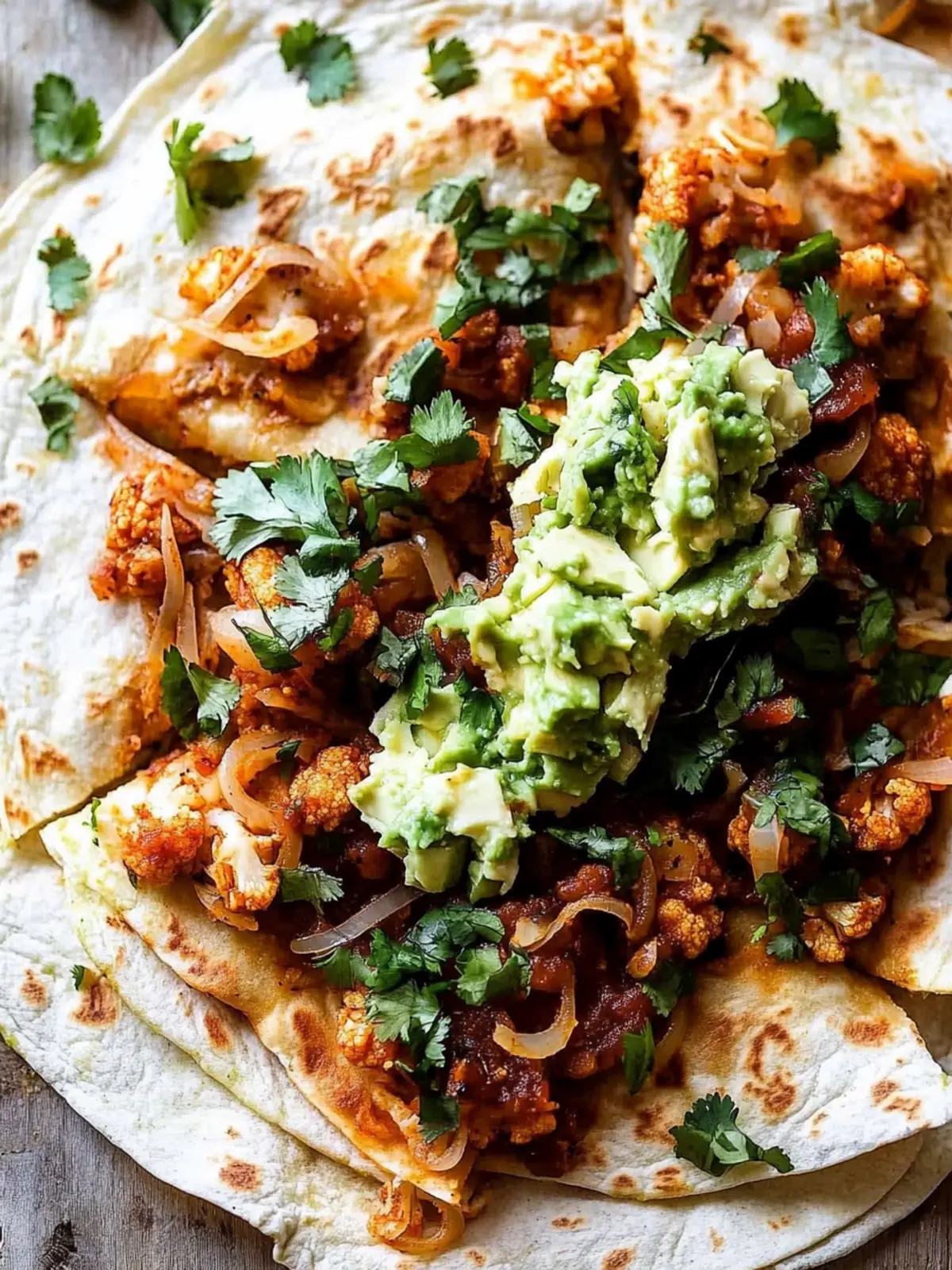 Cauliflower Al Pastor Quesadilla with Lime Avocado Bliss 4 Cauliflower Al Pastor Quesadilla with Lime Smashed Avocado