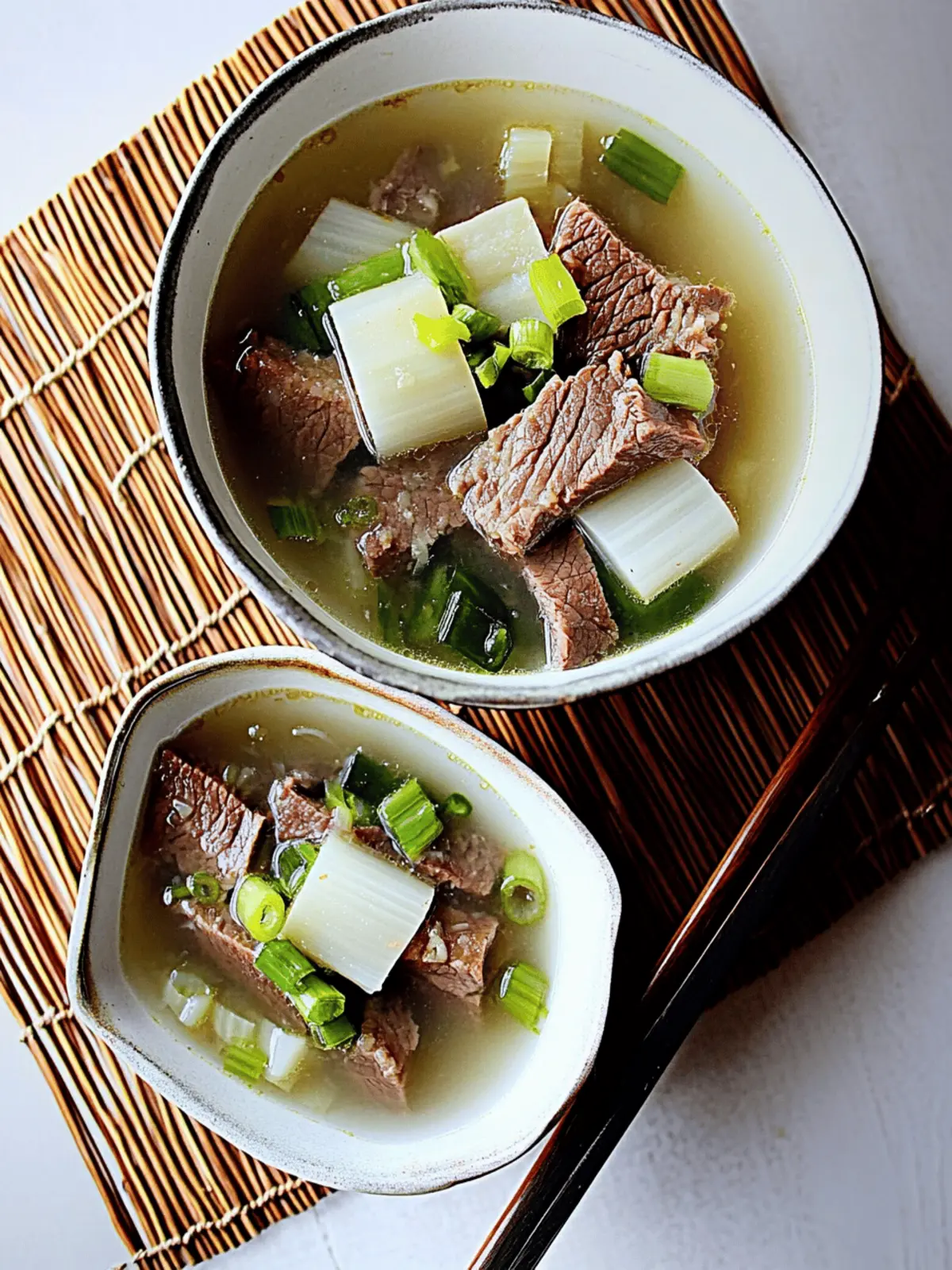 Savory Beef Brisket with Daikon and Leek in Clear Broth Delight 2 Beef Brisket with Daikon and Leek in Clear Broth